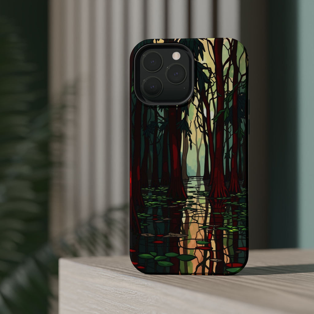 iPhone Black And Crimson Cypress Swamp Slim Everyday Designer Case · iPhone Case