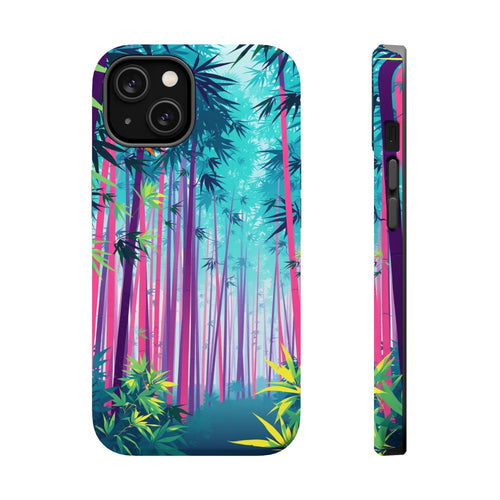 iPhone Cyan And Magenta Bamboo Grove Slim Everyday Designer Case · iPhone Case