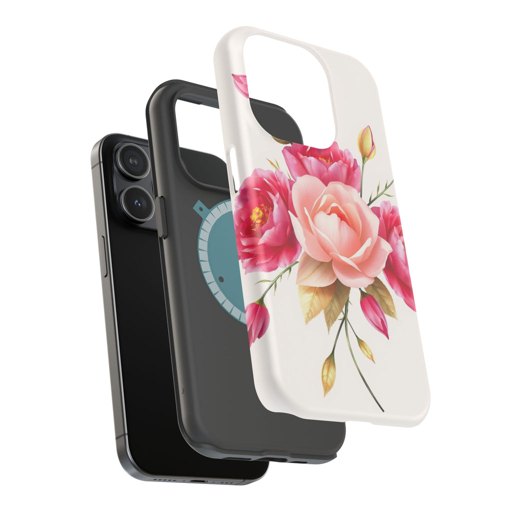 iPhone Rose Pink And Cream Neon Floral Slim Everyday Designer Case · iPhone Case