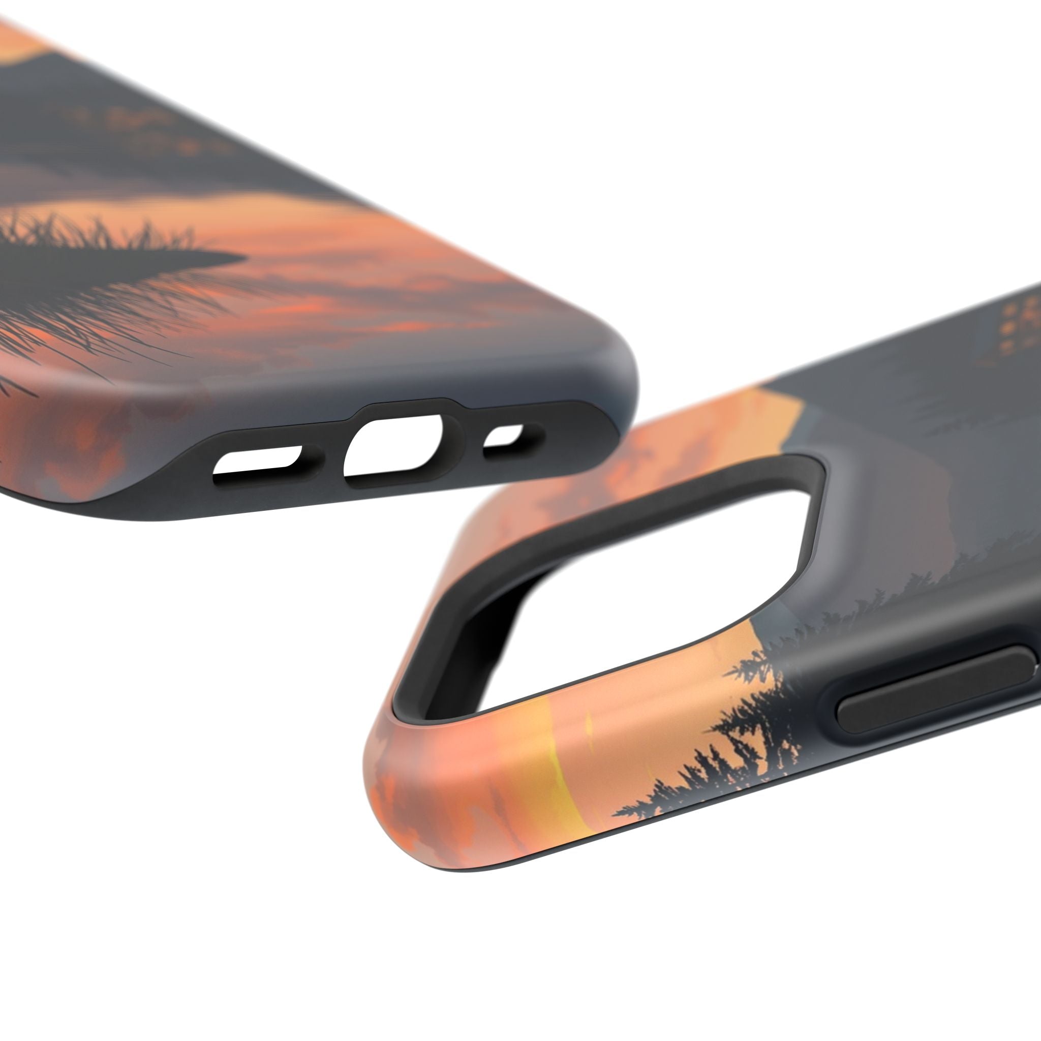 iPhone Sunset Amber And Peach Lake at Twilight Soft iPhone Finish · iPhone Case