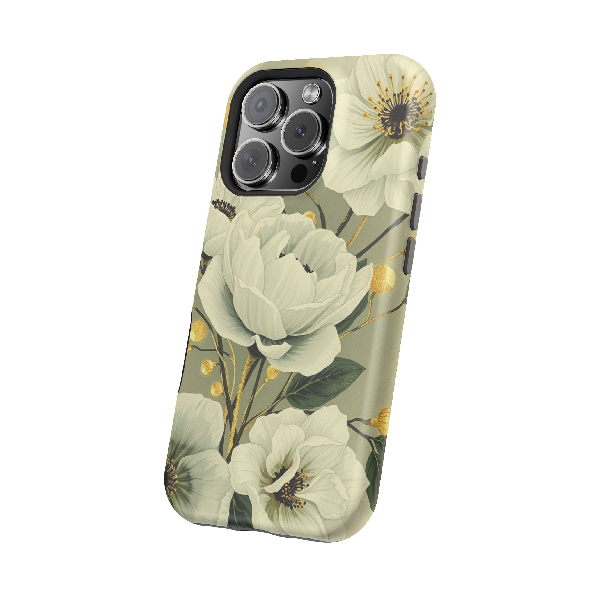 iPhone Sage And Ivory Floral Ink Wash Slim Everyday iPhone 14 Designer · iPhone