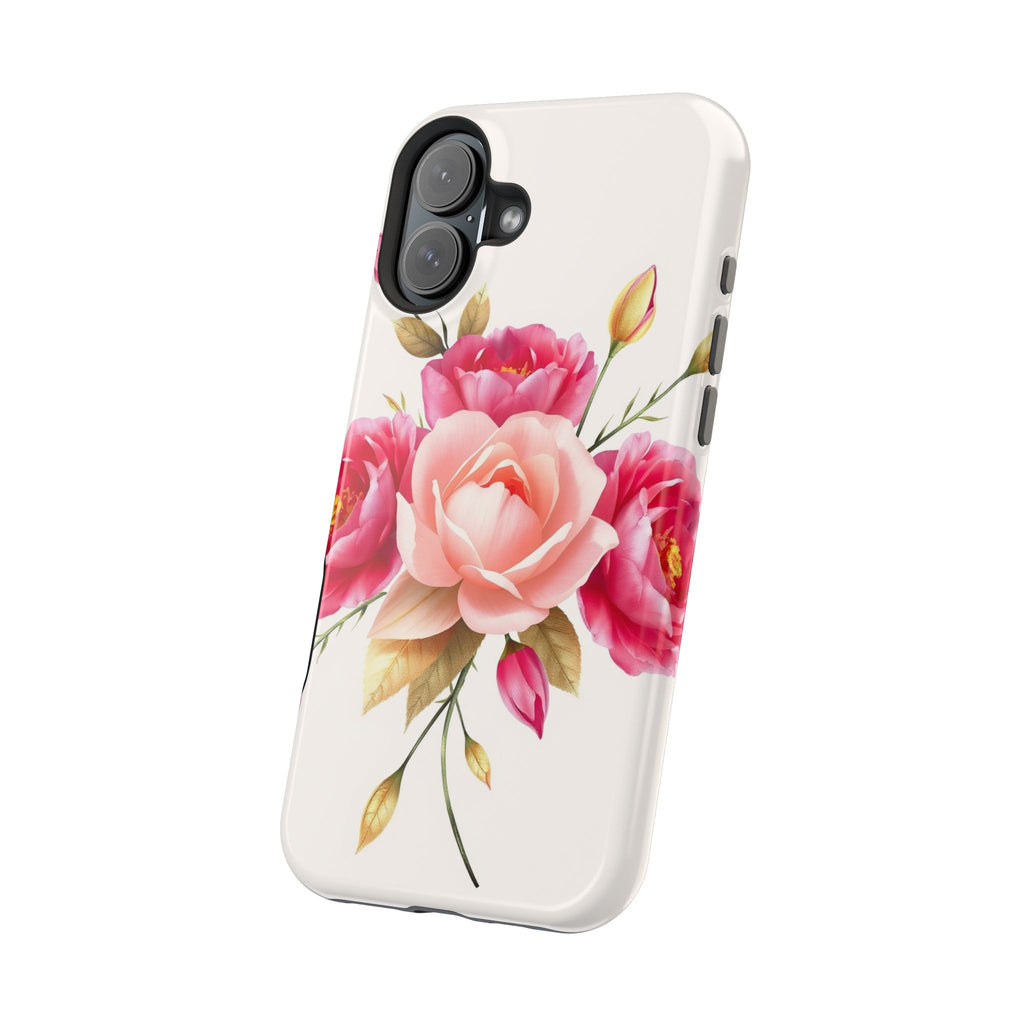iPhone Rose Pink And Cream Neon Floral Slim Everyday Designer Case · iPhone Case