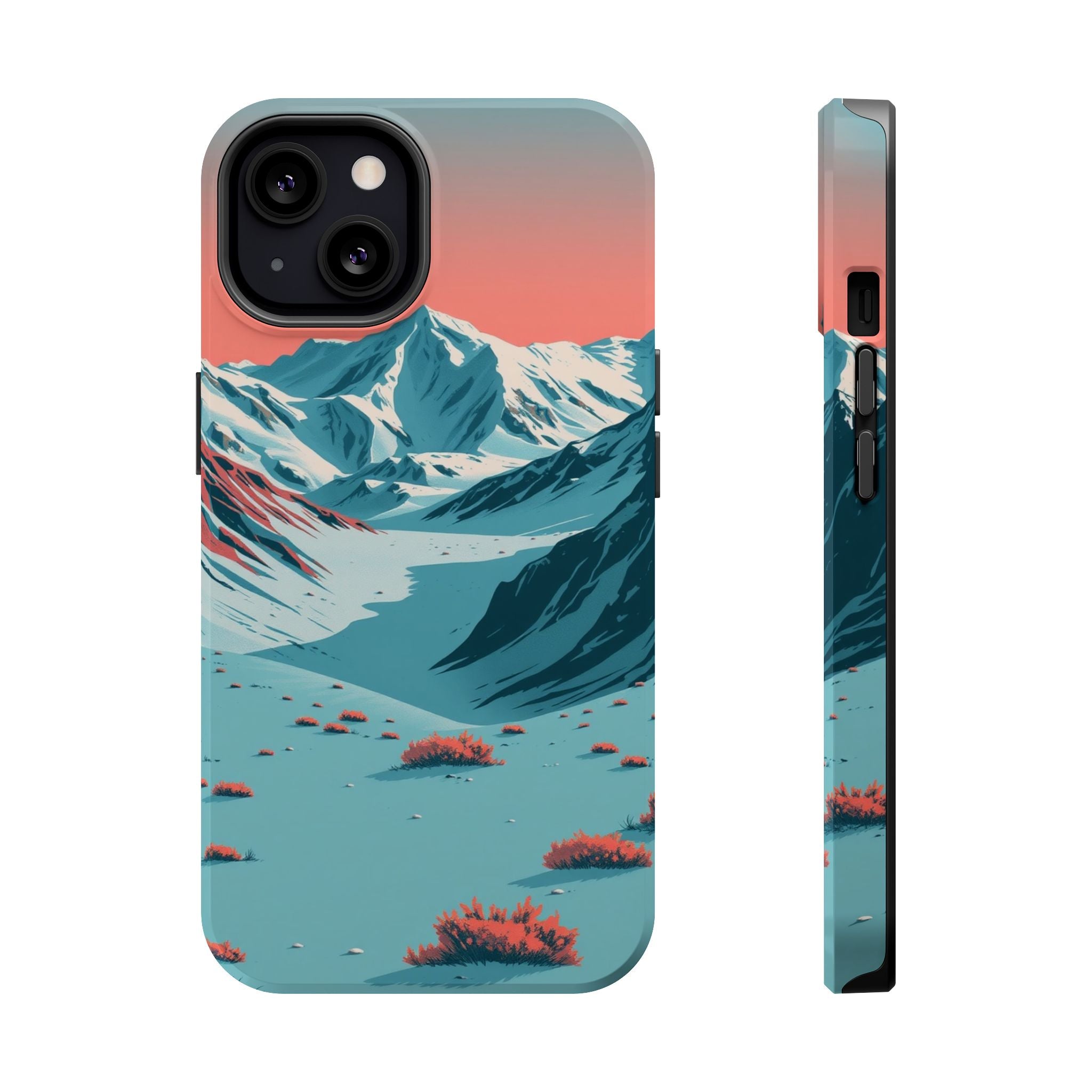 iPhone Teal And Coral Arctic Tundra Slim Everyday Designer Case · iPhone Case