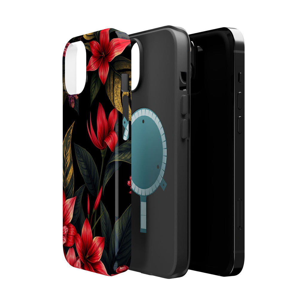 iPhone Black And Crimson Jungle Floral Slim Everyday Designer Case · iPhone Case