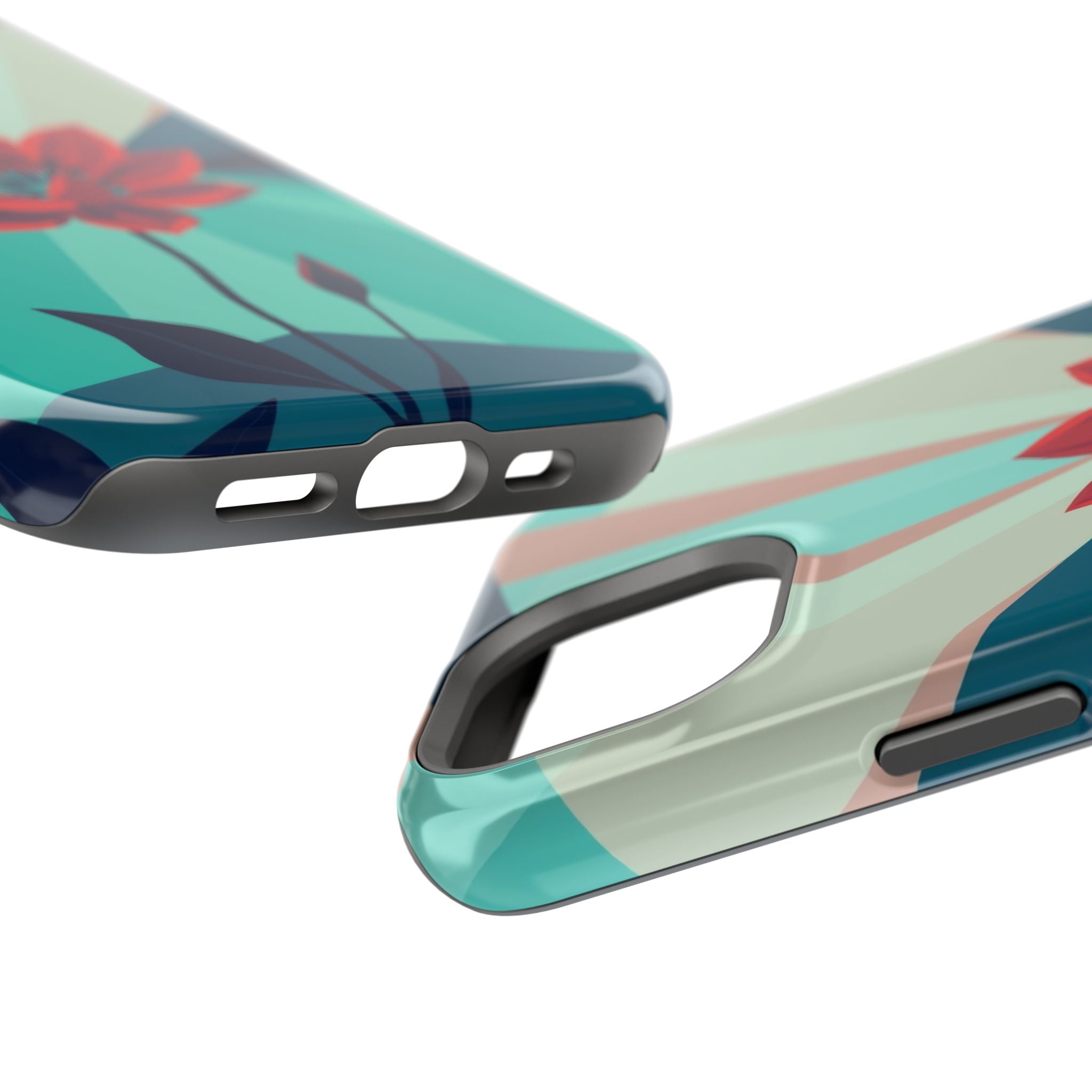 iPhone Teal And Coral Night Bloomer Slim Everyday Designer Case · iPhone Case