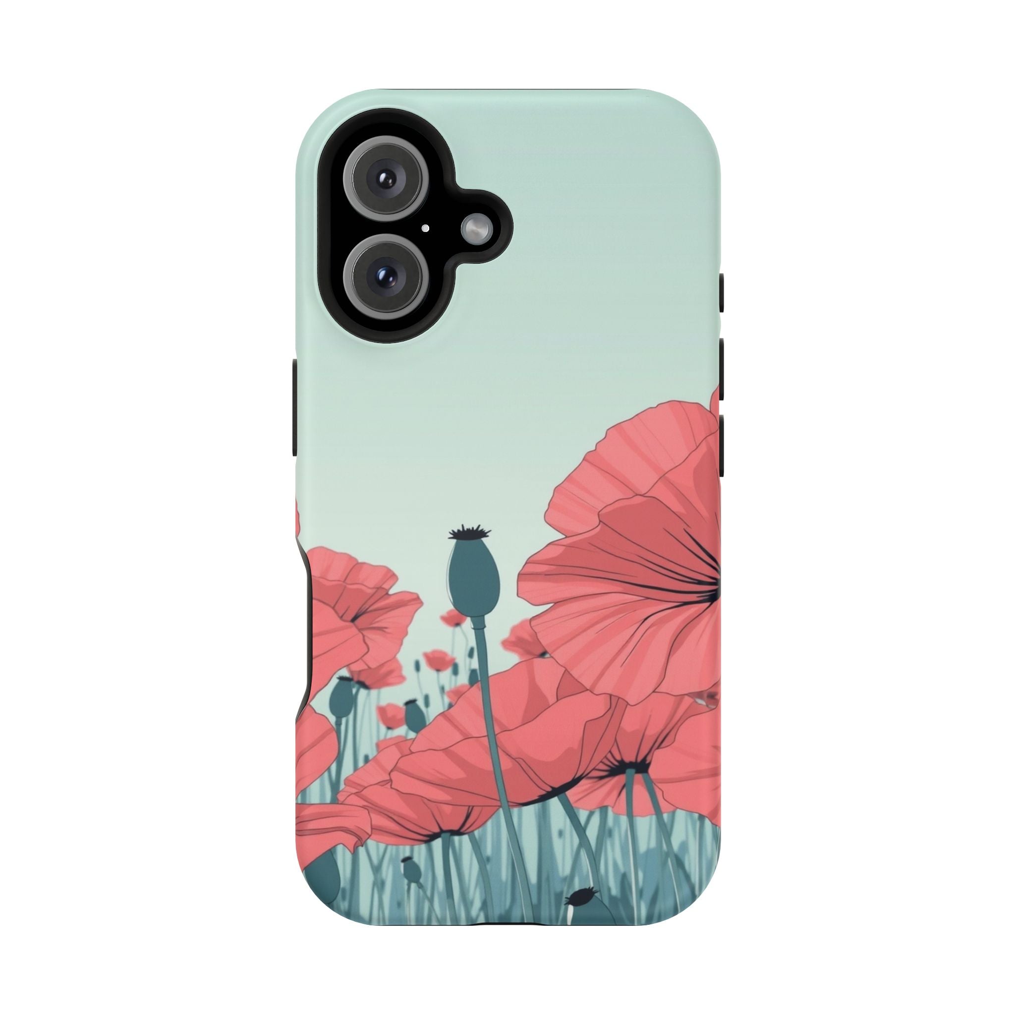 iPhone Mint And Blush Poppy Field Bold Modern Everyday Snap Case · iPhone Case