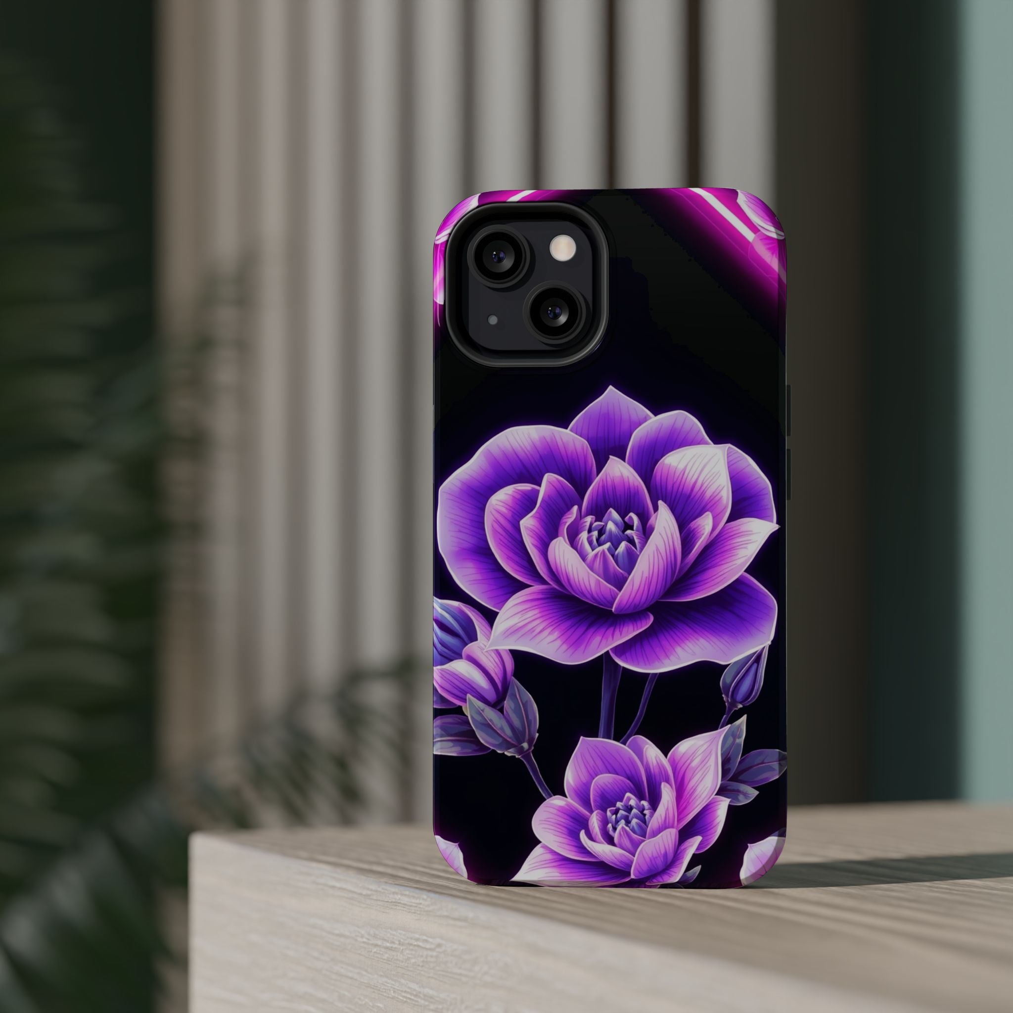 iPhone Floral Ombre Neon Cyberpunk Bold Modern Everyday Snap Case · iPhone Case