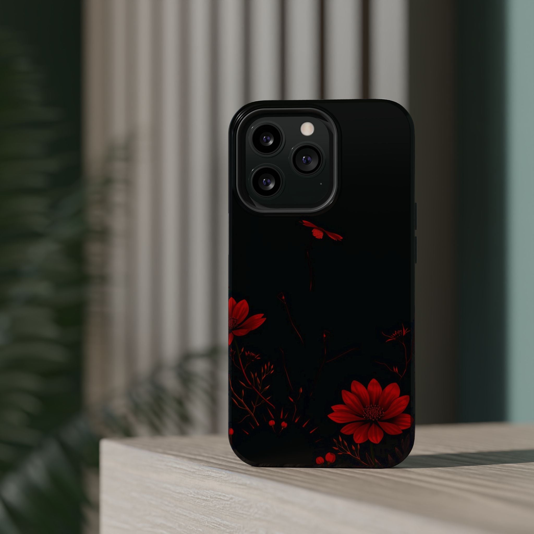 iPhone Black And Crimson Desert Flower Slim Everyday Designer Case · iPhone Case
