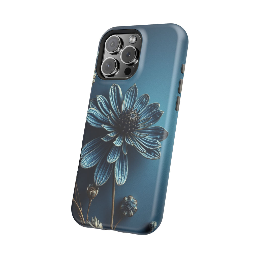 iPhone Midnight Blue And Silver Dried Flower Flat Lay iPhone 15 · iPhone Case
