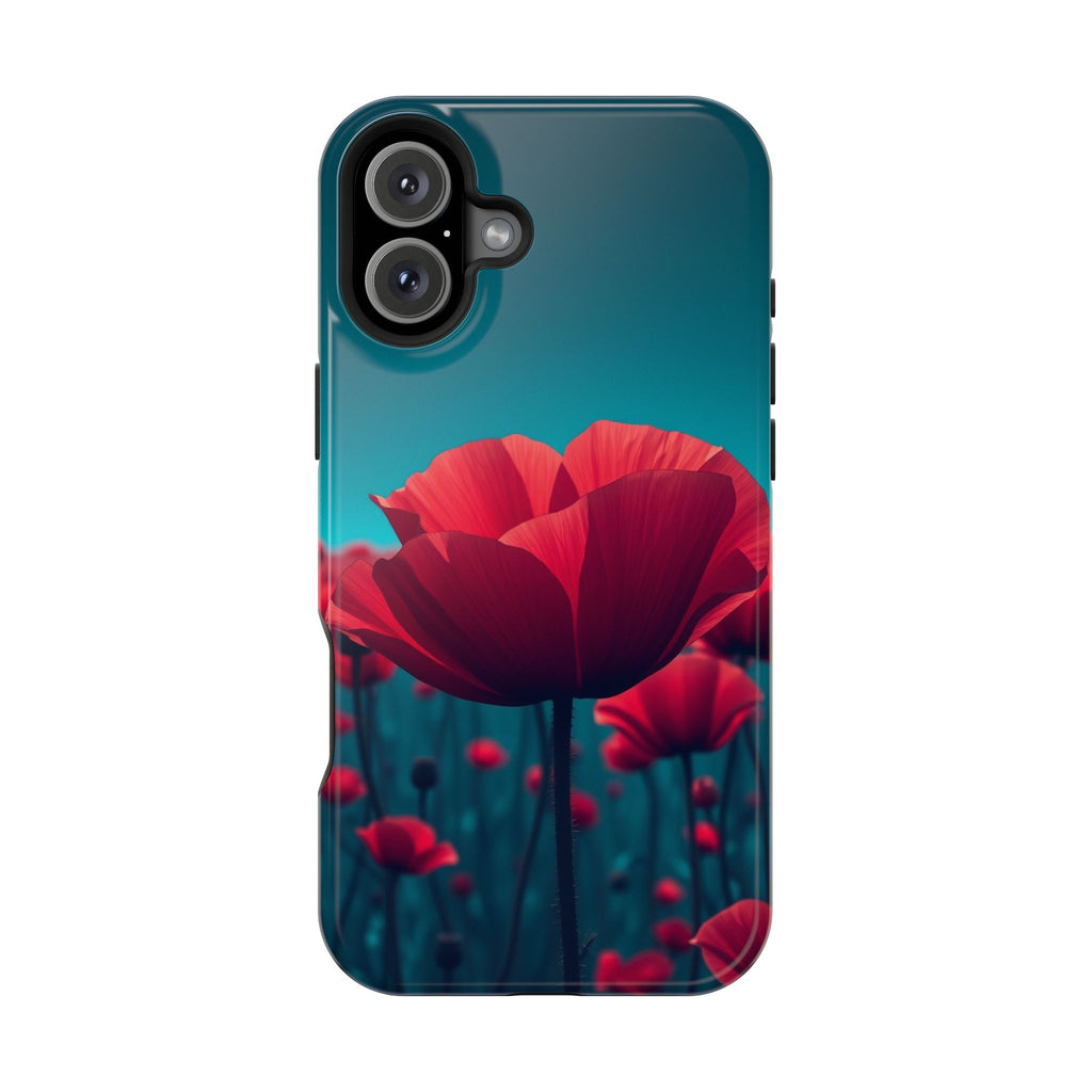 iPhone Teal And Coral Poppy Field Bold Modern Everyday Snap Case · iPhone Case