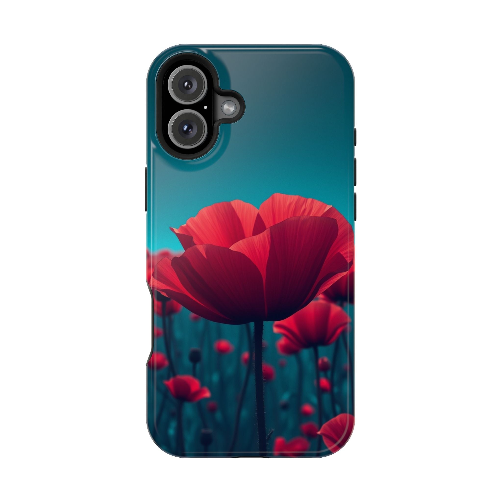iPhone Teal And Coral Poppy Field Bold Modern Everyday Snap Case · iPhone Case