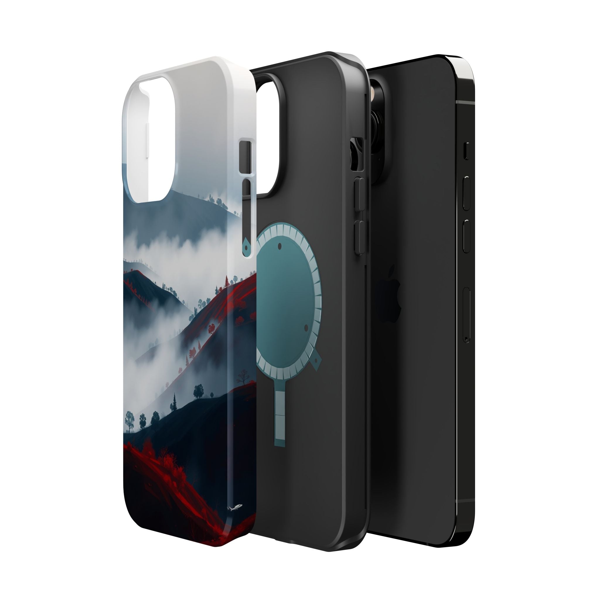 iPhone Black And Crimson Fog Rolling Over Hills Soft iPhone Finish · iPhone Case