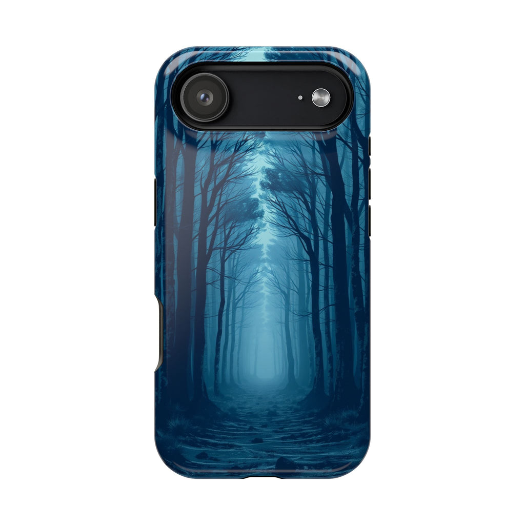 iPhone Midnight Blue And Silver Misty Forest Path iPhone Clean Minimal · iPhone