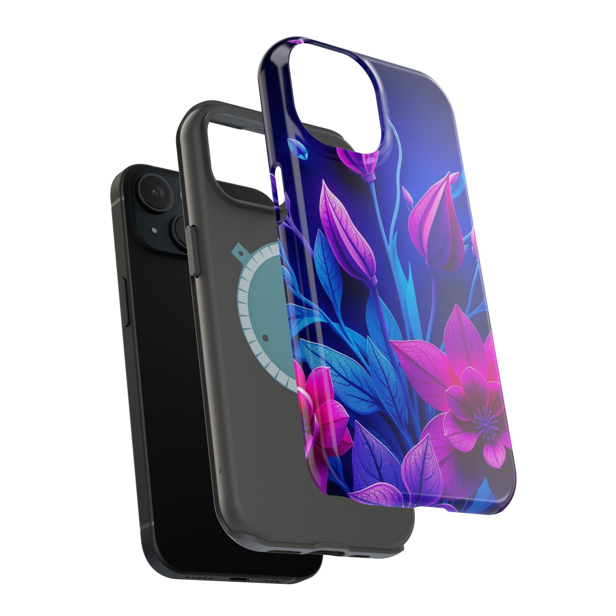 iPhone Neon Floral Paper Cut Art Bold Modern Everyday Snap Case · iPhone Case