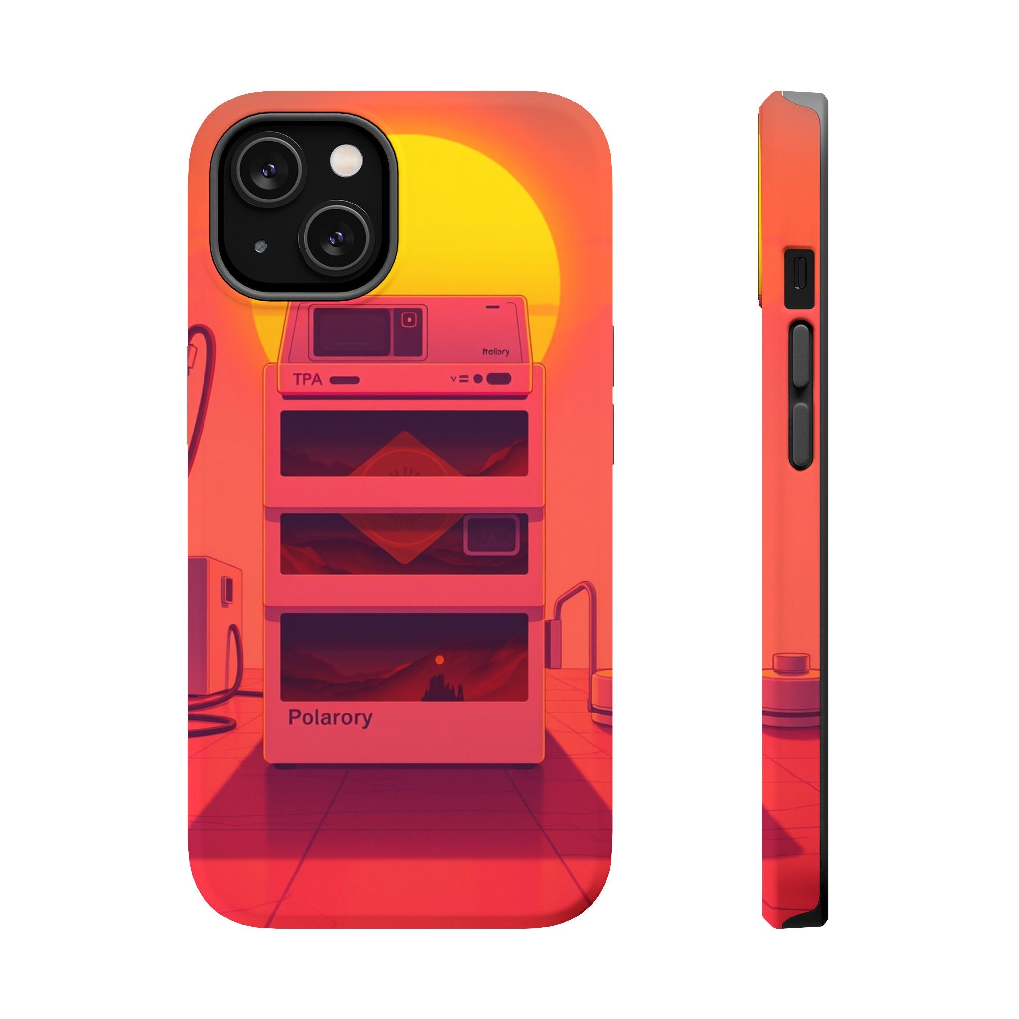 iPhone Polaroid Stack Memory Neon Cyberpunk Slim Everyday Designer Case · iPhone