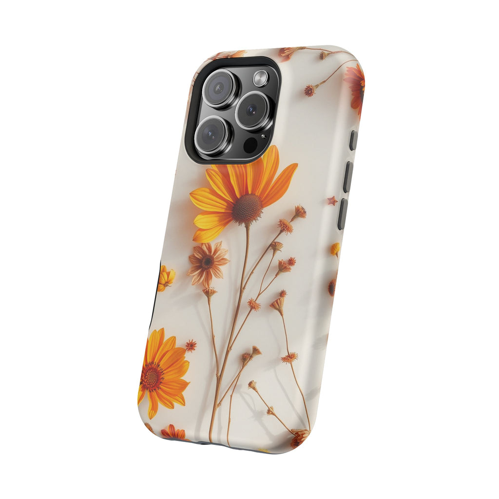 iPhone Mustard And Rust Dried Flower Flat Lay Carry Case Slim Snap Case · iPhone