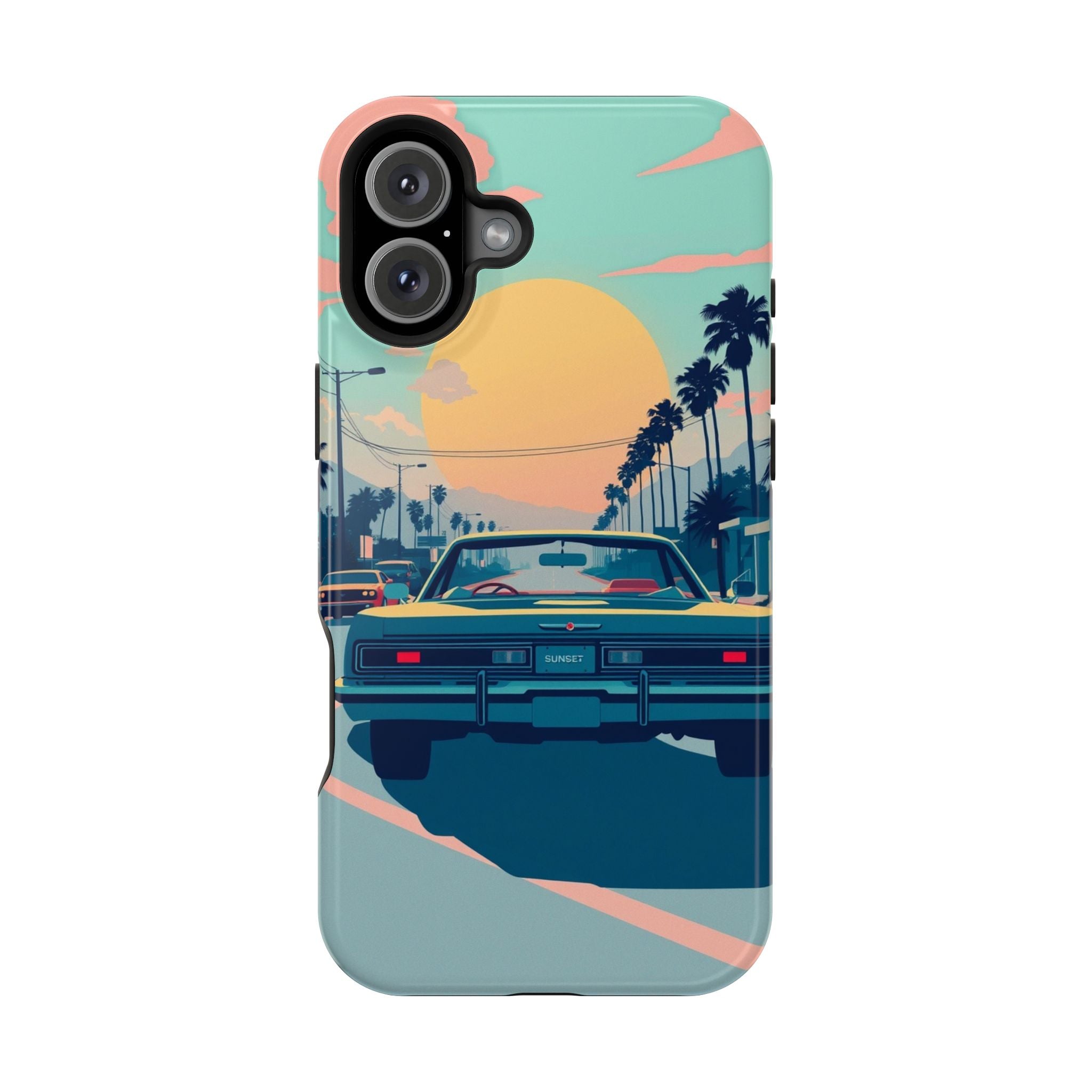 iPhone Sunset Drive 80s Pop Art Bold Slim Everyday Designer Case · iPhone Case