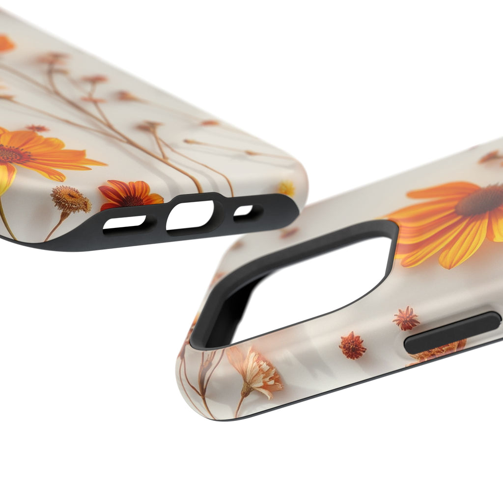 iPhone Mustard And Rust Dried Flower Flat Lay Carry Case Slim Snap Case · iPhone