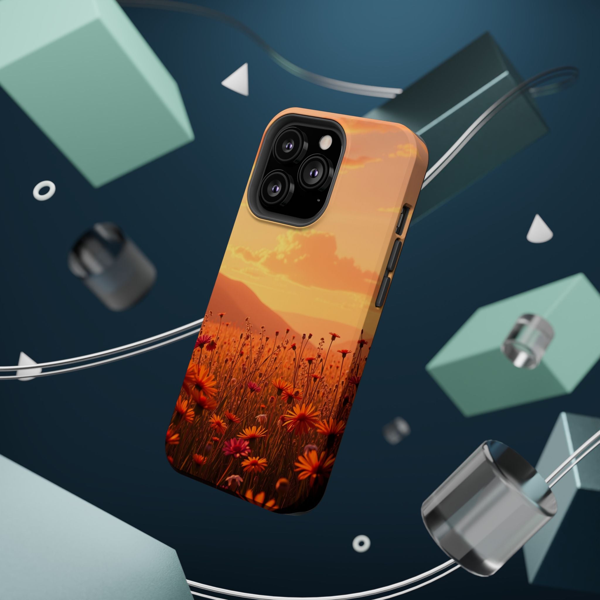 iPhone Sunset Amber And Peach Wildflower Field Soft iPhone Finish · iPhone Case