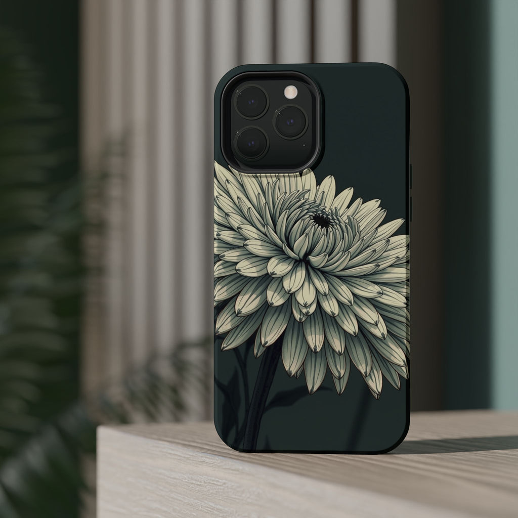 iPhone Chrysanthemum Classic Dark Gothic Ink Carry Case Slim Snap Case · iPhone