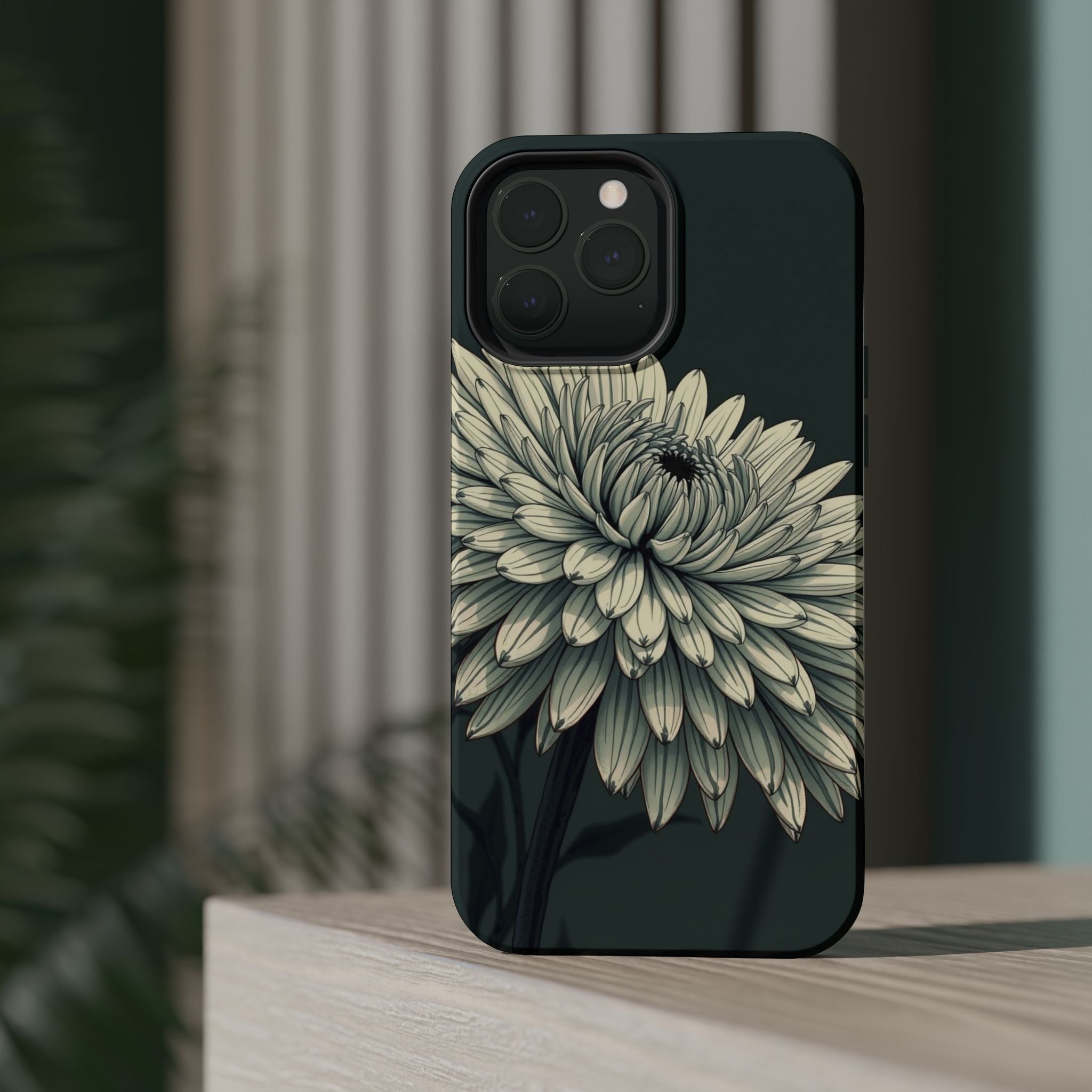 iPhone Chrysanthemum Classic Dark Gothic Ink Carry Case Slim Snap Case · iPhone