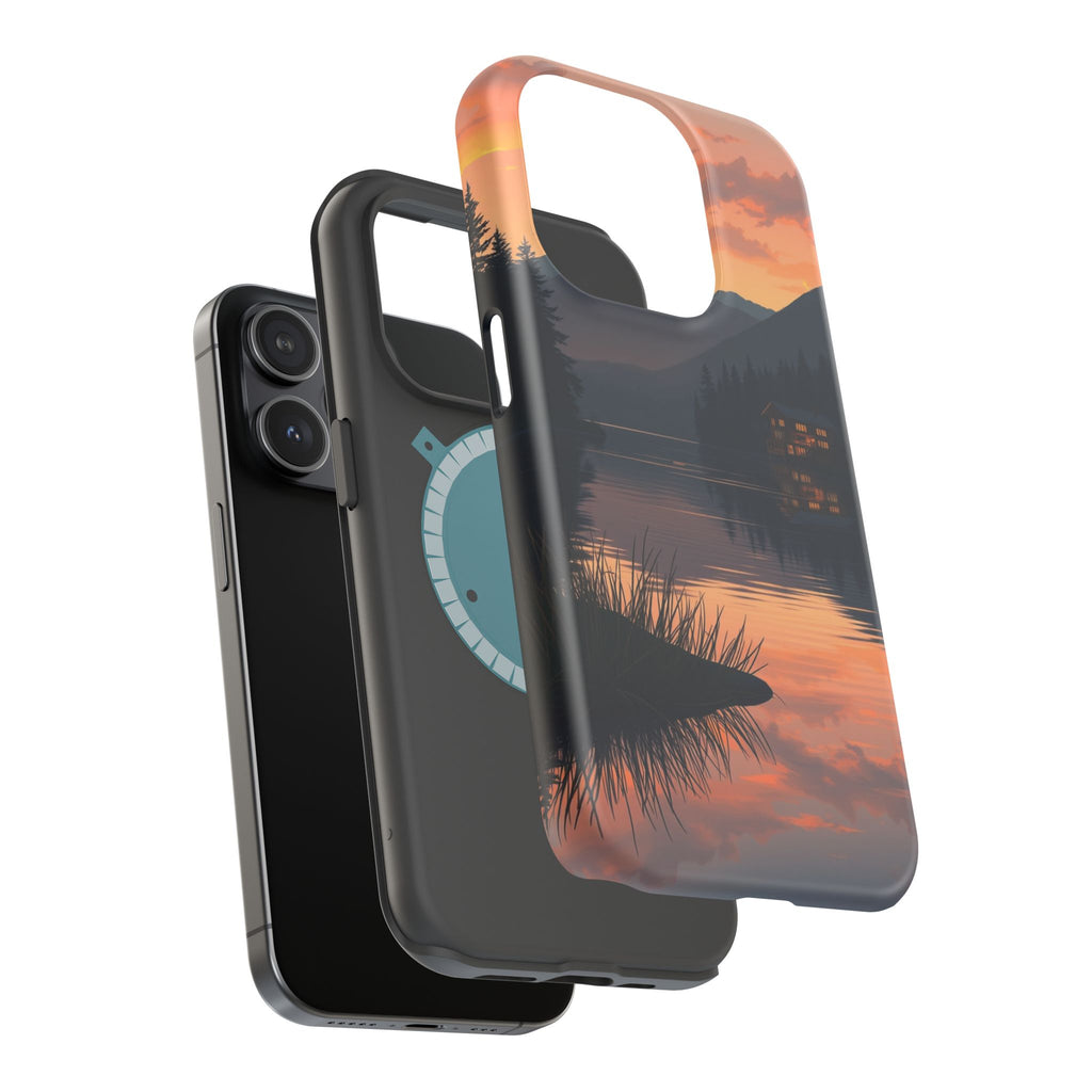 iPhone Sunset Amber And Peach Lake at Twilight Soft iPhone Finish · iPhone Case