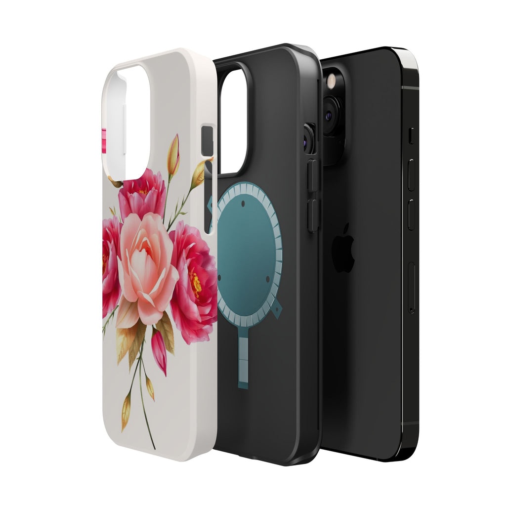 iPhone Rose Pink And Cream Neon Floral Slim Everyday Designer Case · iPhone Case