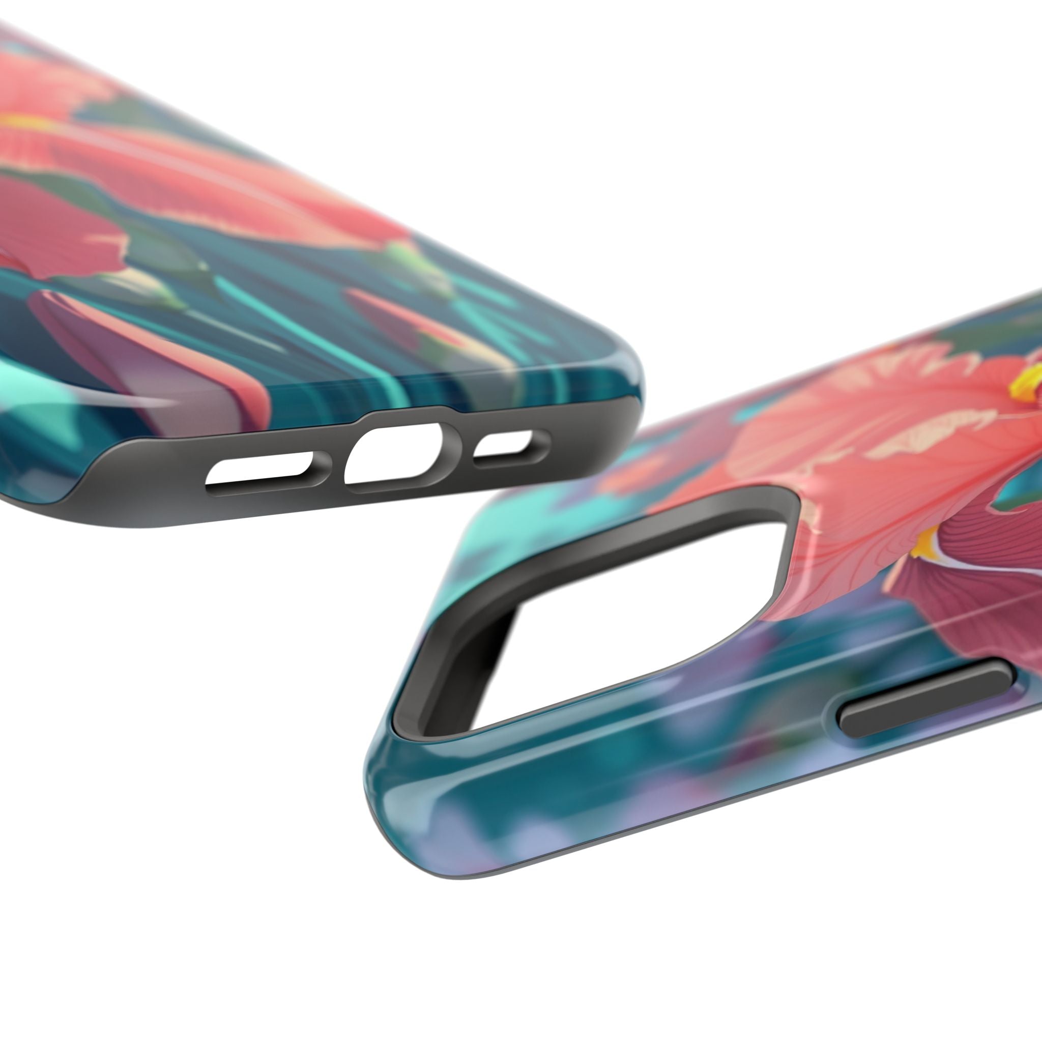 iPhone Teal And Coral Iris Garden Bold Modern Everyday Snap Case · iPhone Case