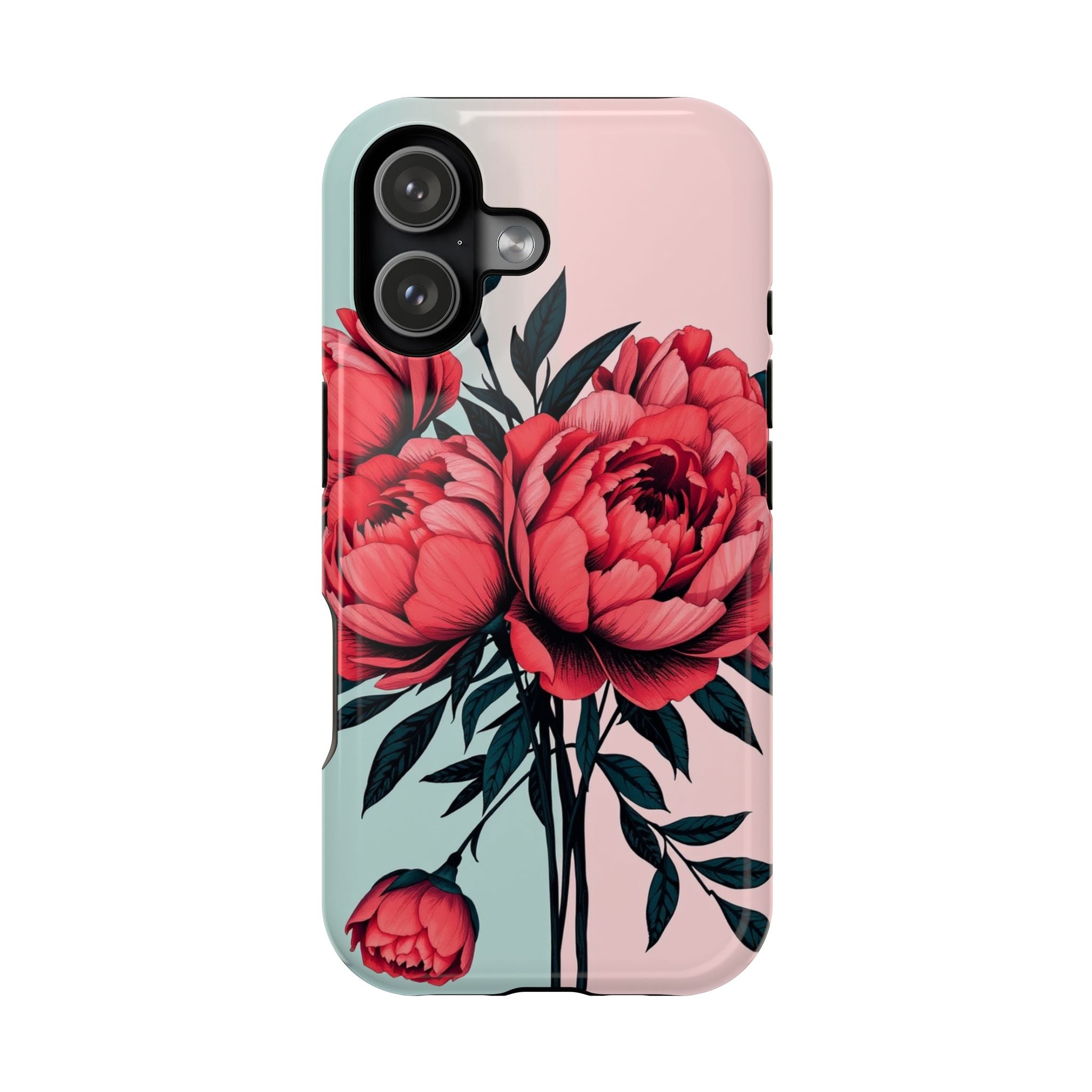 iPhone Teal And Coral Peony Bouquet Artistic Everyday Cas Slim Snap Case · iPhon