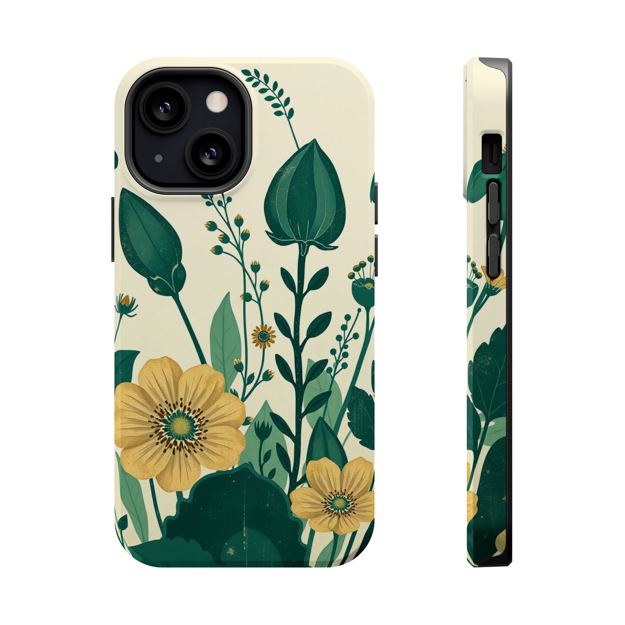 iPhone Emerald Green And Gold Pressed Botanicals Clean iPhone Minimal · iPhone C