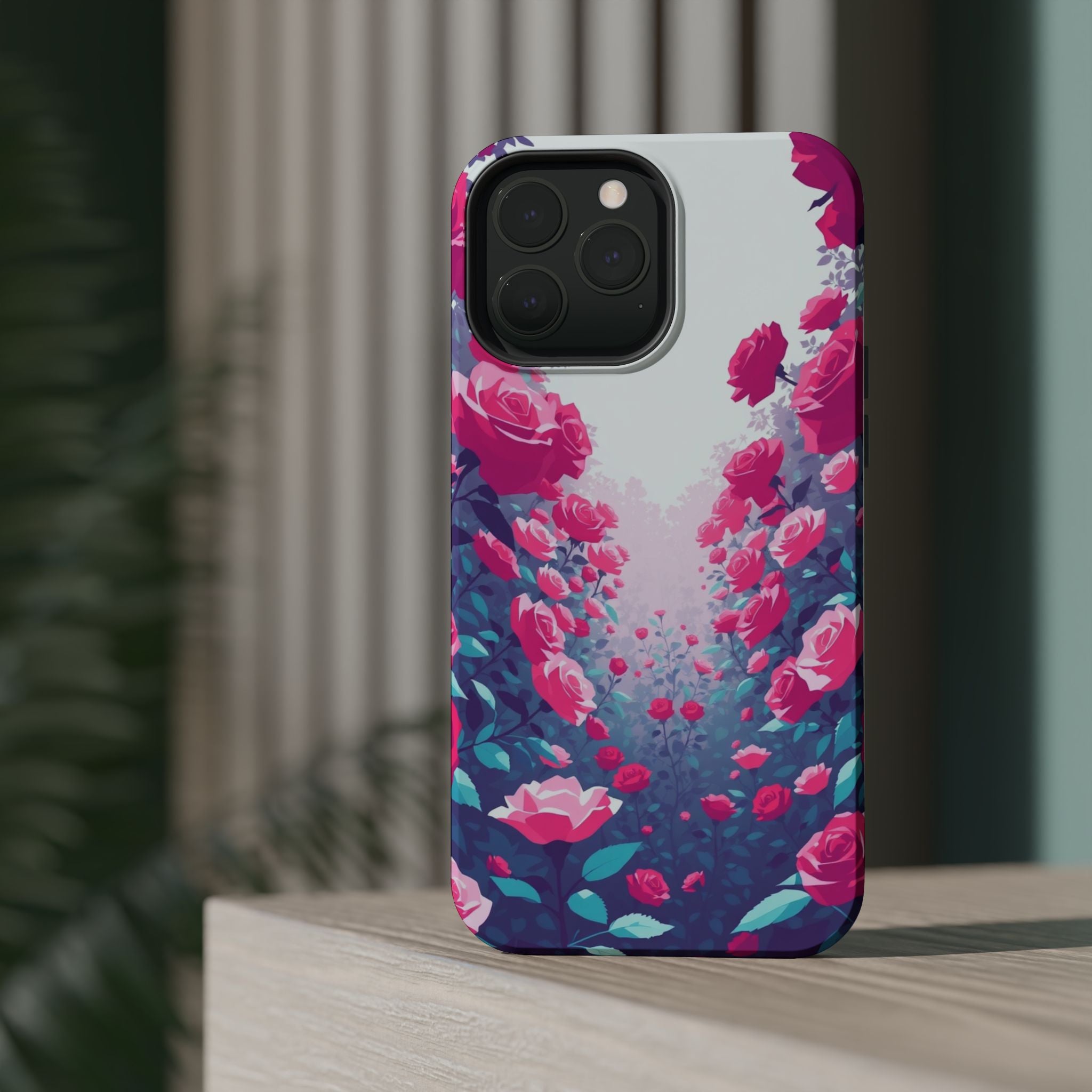 iPhone Cyan And Magenta Rose Garden Slim Everyday Designer Case · iPhone Case