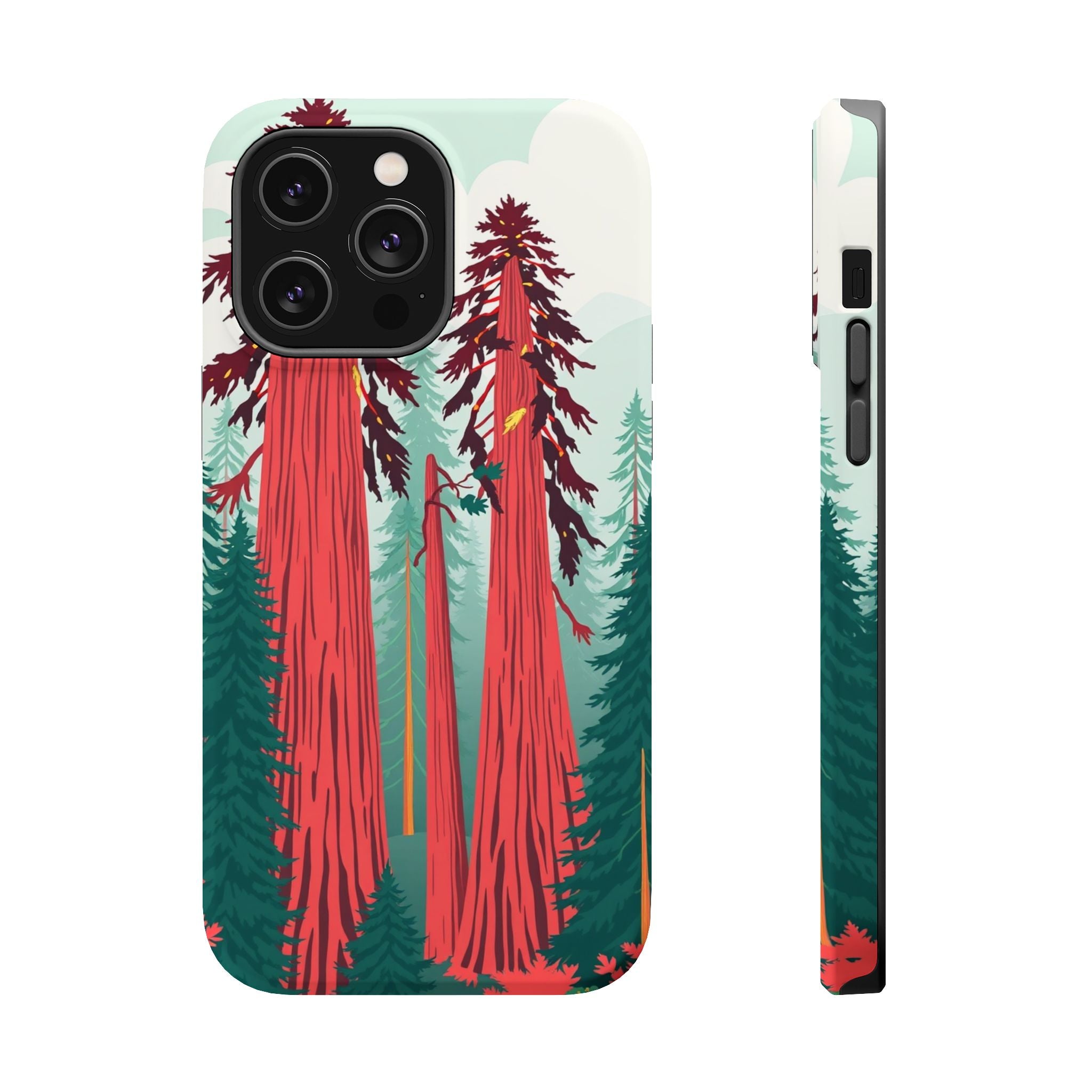 iPhone Teal And Coral Redwood Forest Slim Everyday Designer Case · iPhone Case