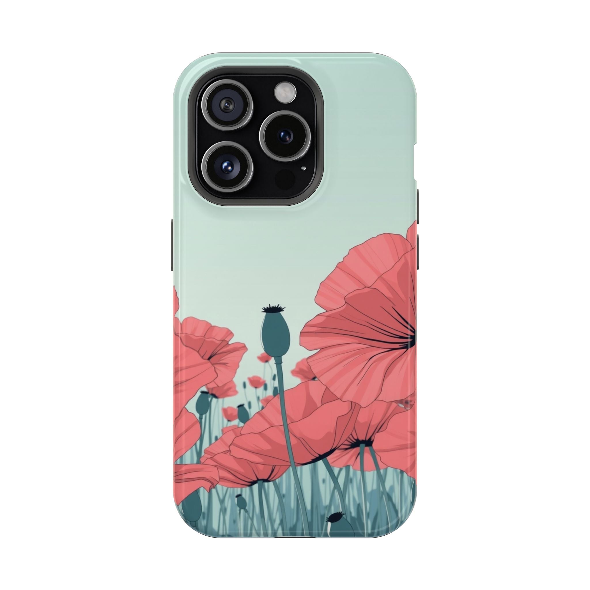 iPhone Mint And Blush Poppy Field Bold Modern Everyday Snap Case · iPhone Case