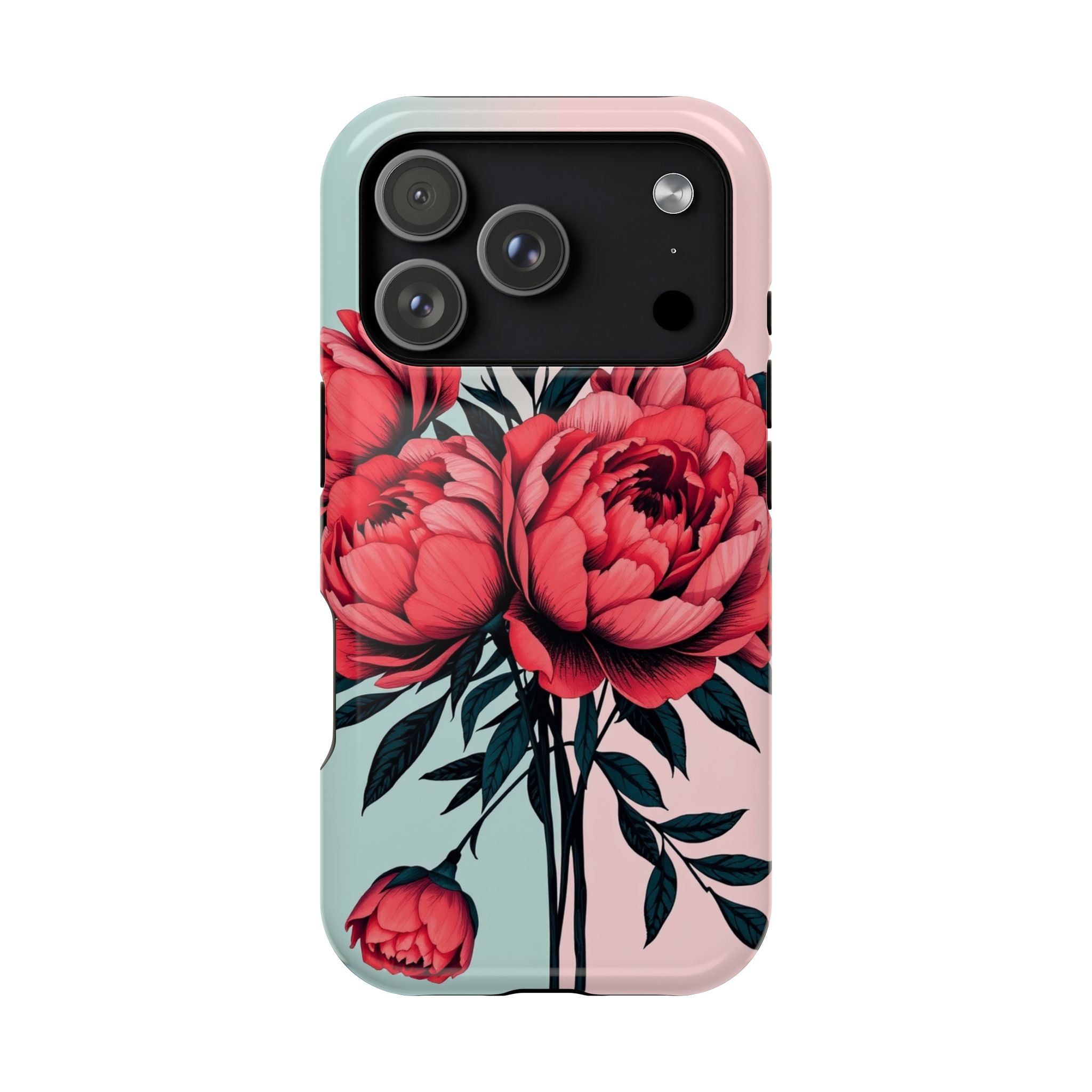 iPhone Teal And Coral Peony Bouquet Artistic Everyday Cas Slim Snap Case · iPhon