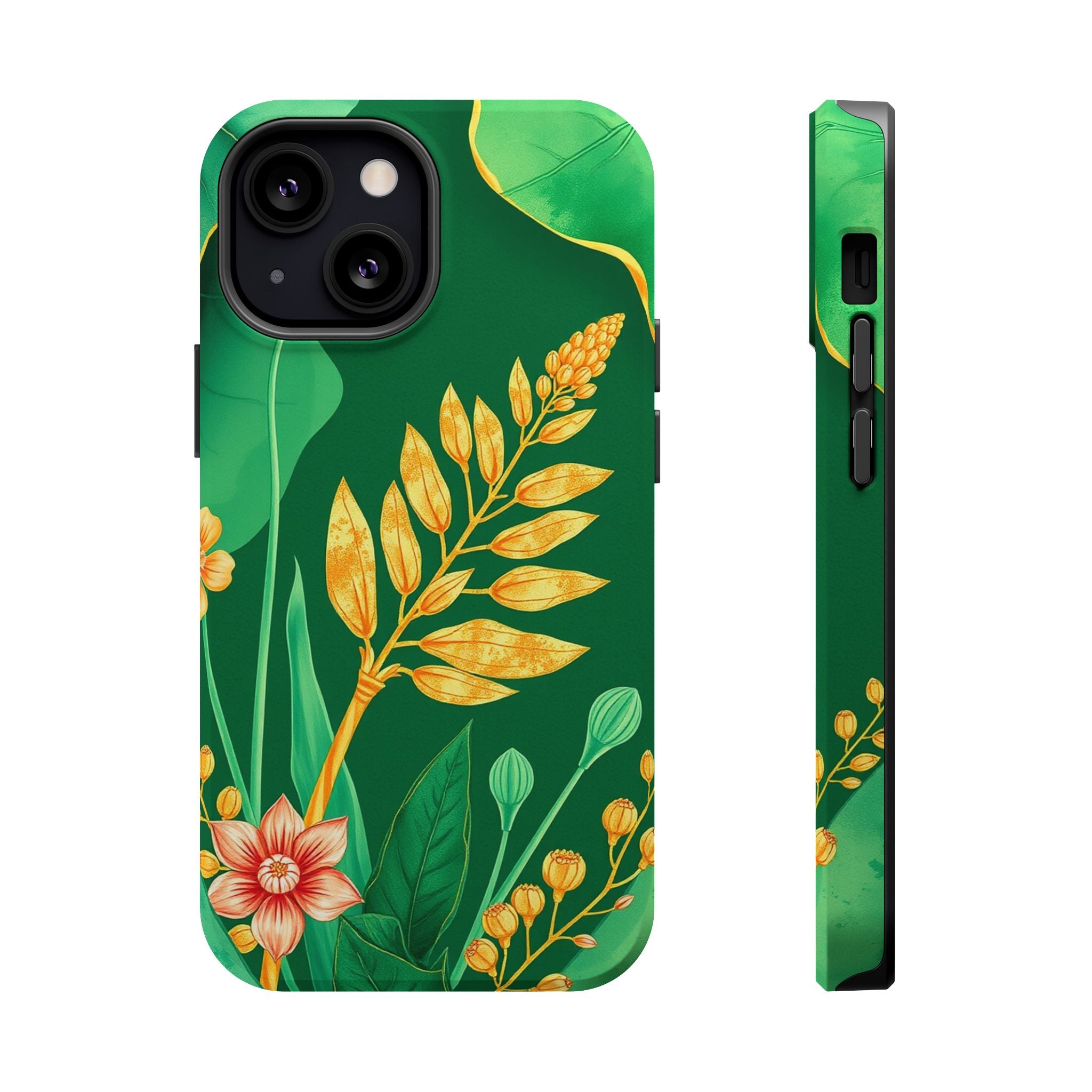 iPhone Emerald Green And Gold Botanical Illustration Ga Slim Snap Case · iPhone