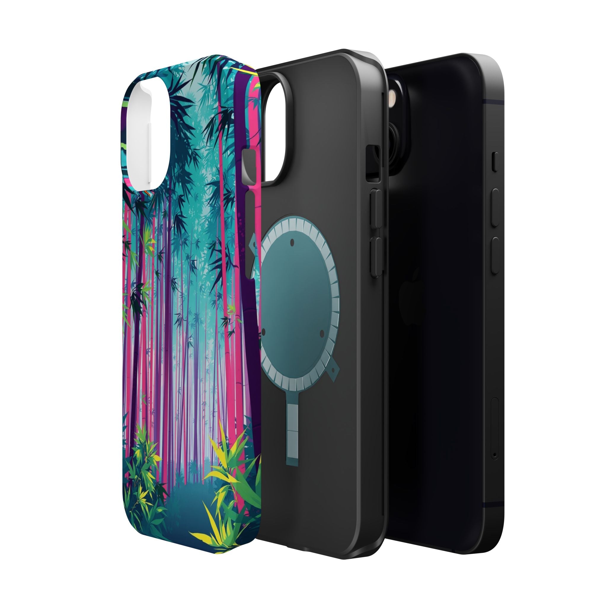 iPhone Cyan And Magenta Bamboo Grove Slim Everyday Designer Case · iPhone Case