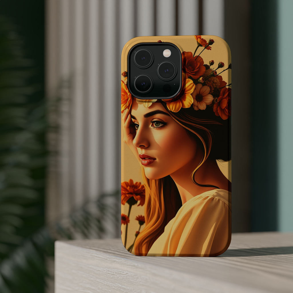 iPhone Mustard And Rust Floral Crown Slim Everyday Designer Case · iPhone Case