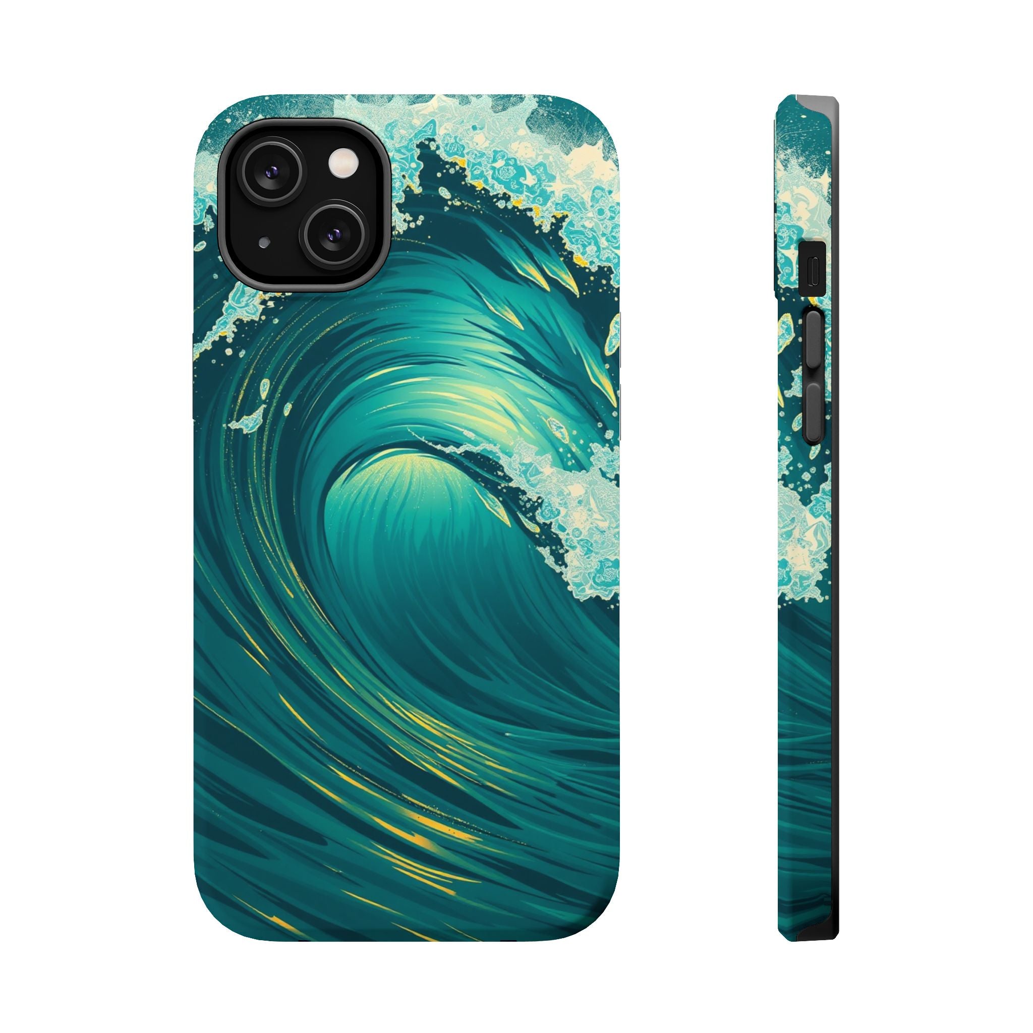 iPhone Emerald Green And Gold Ocean Wave Crash Soft iPhone Finish · iPhone Case