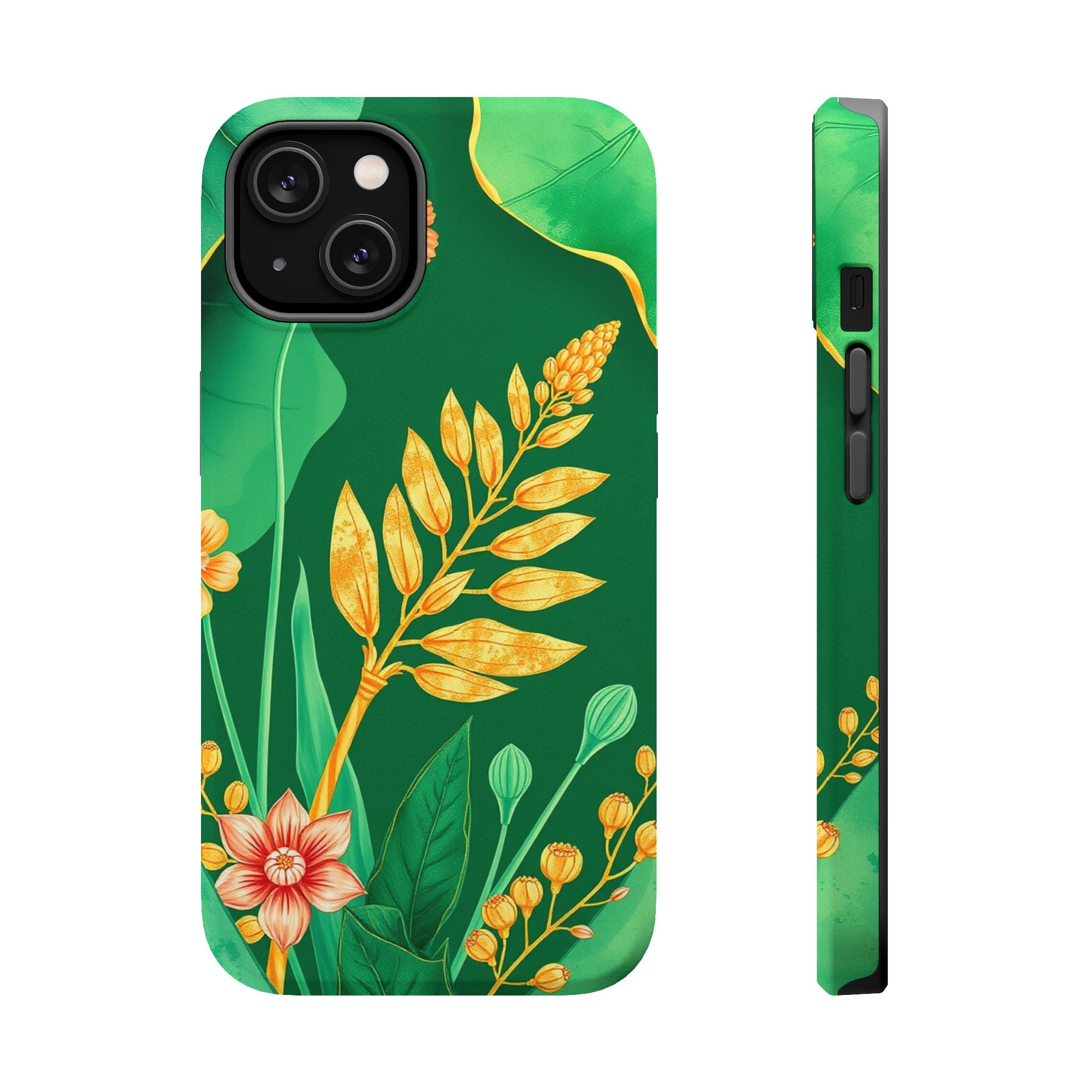 iPhone Emerald Green And Gold Botanical Illustration Ga Slim Snap Case · iPhone