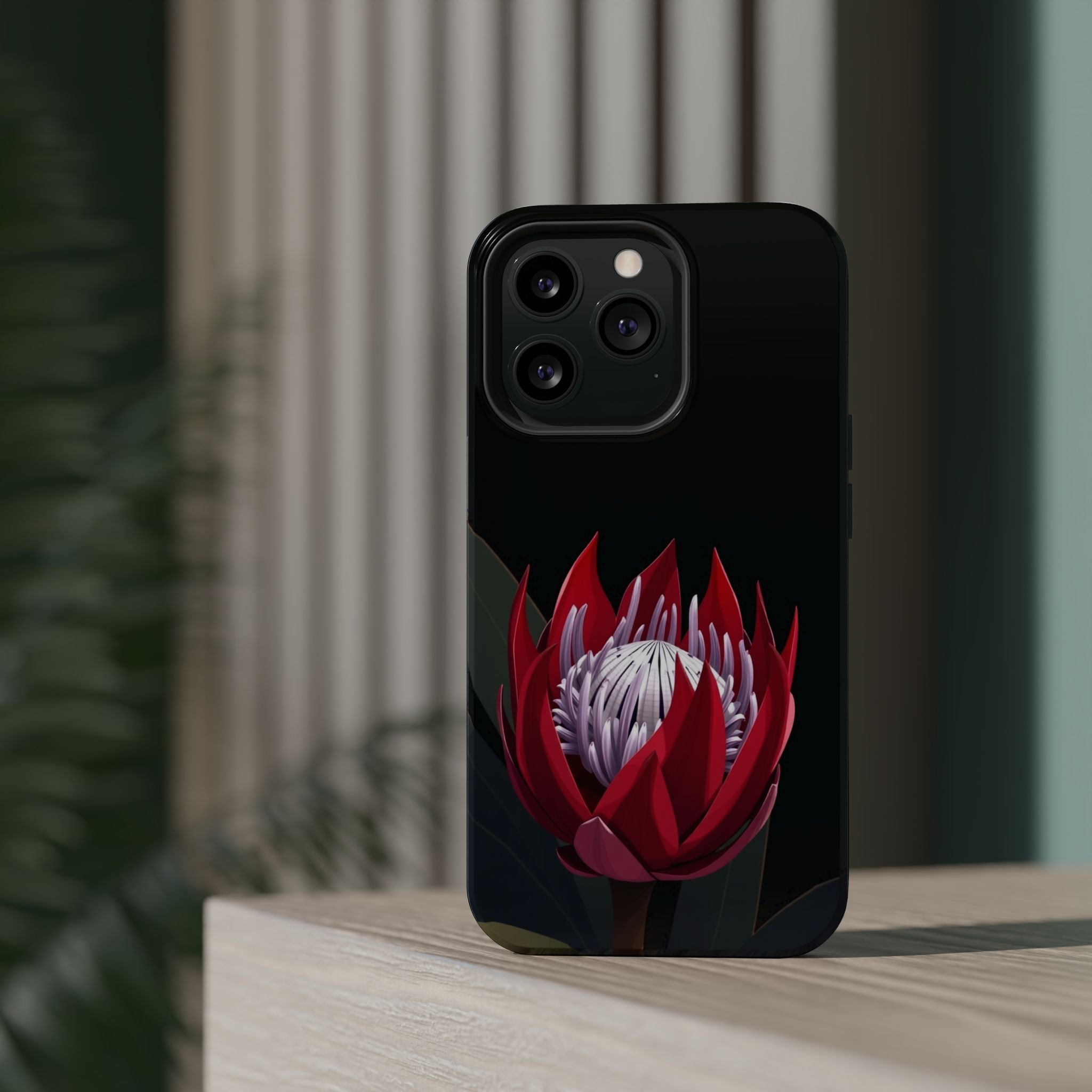 iPhone Black And Crimson Protea Bold Slim Everyday Designer Case · iPhone Case