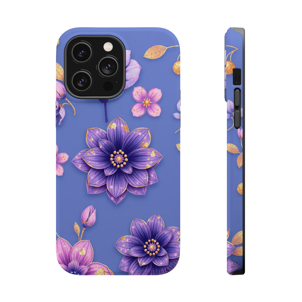 iPhone Indigo And Violet Floral Gold Foil Slim iPhone Everyday Designer · iPhone