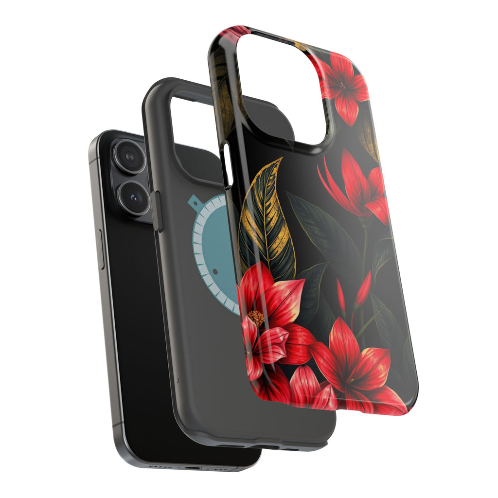 iPhone Black And Crimson Jungle Floral Slim Everyday Designer Case · iPhone Case