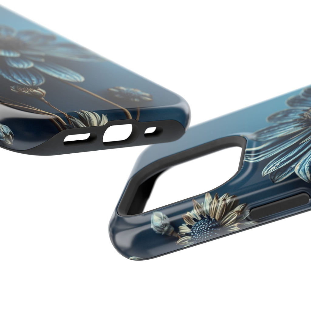 iPhone Midnight Blue And Silver Dried Flower Flat Lay iPhone 15 · iPhone Case