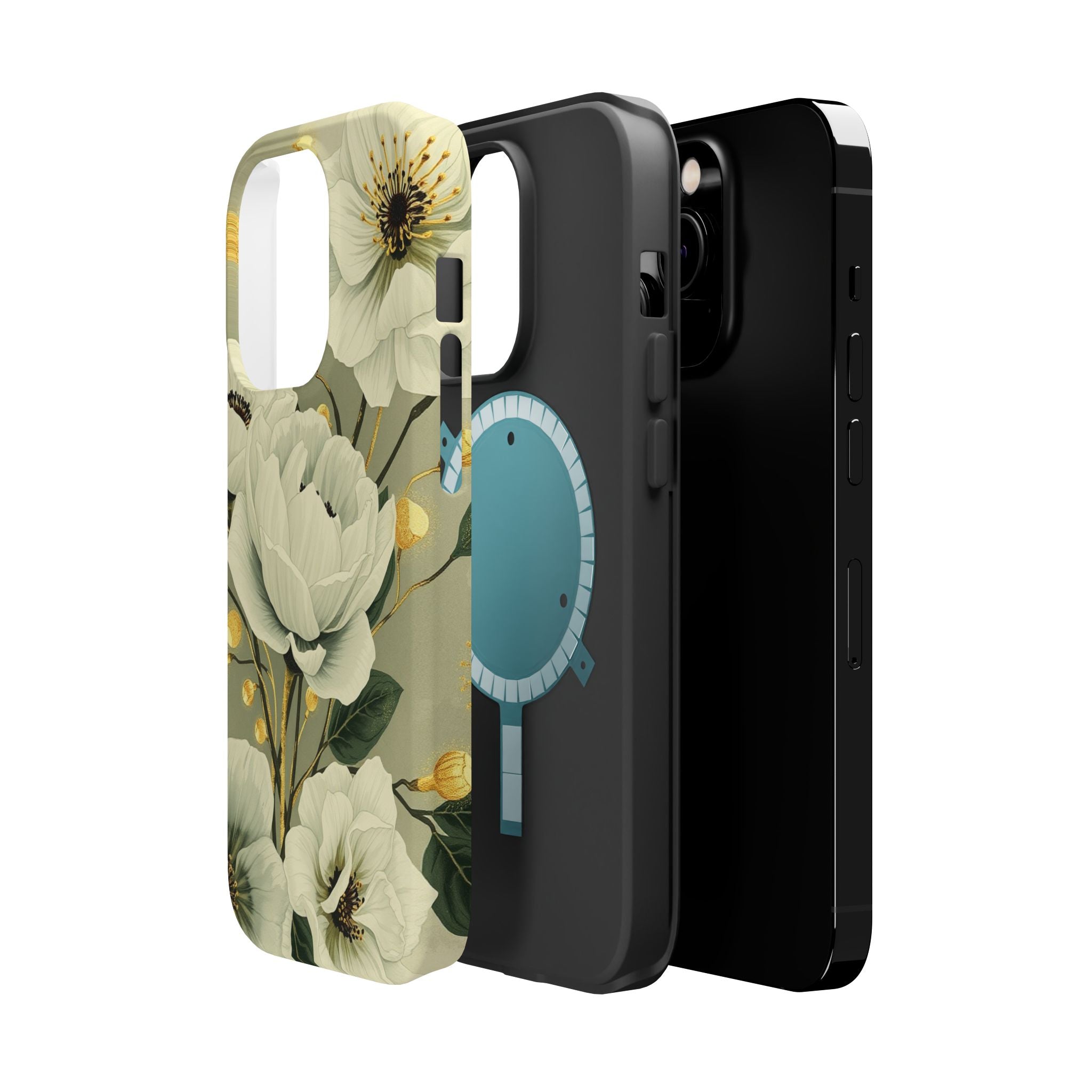 iPhone Sage And Ivory Floral Ink Wash Slim Everyday iPhone 14 Designer · iPhone