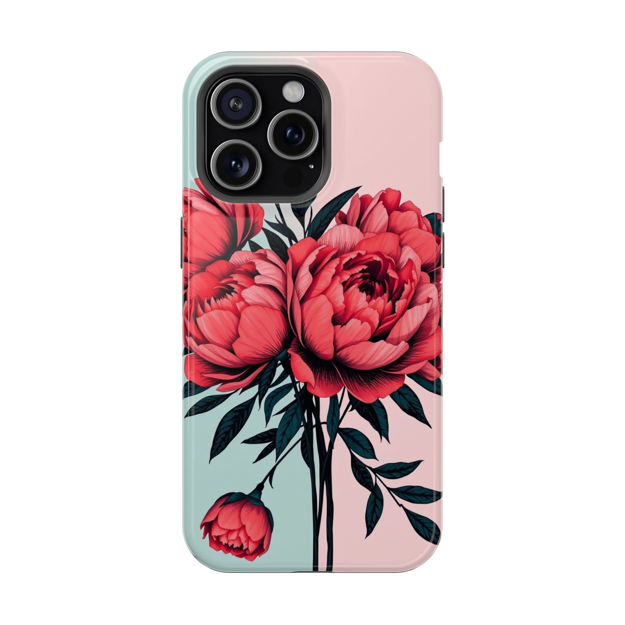 iPhone Teal And Coral Peony Bouquet Artistic Everyday Cas Slim Snap Case · iPhon