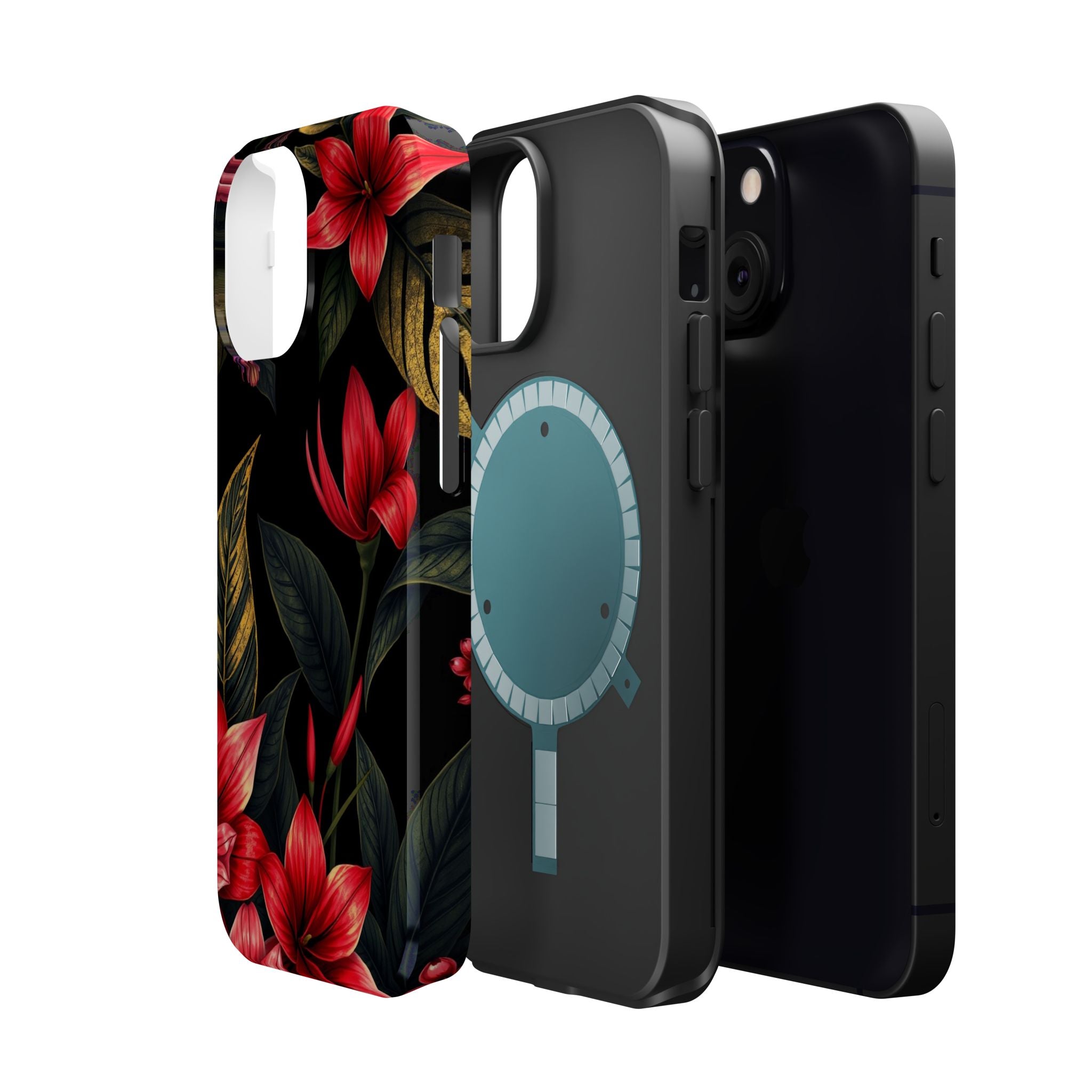iPhone Black And Crimson Jungle Floral Slim Everyday Designer Case · iPhone Case