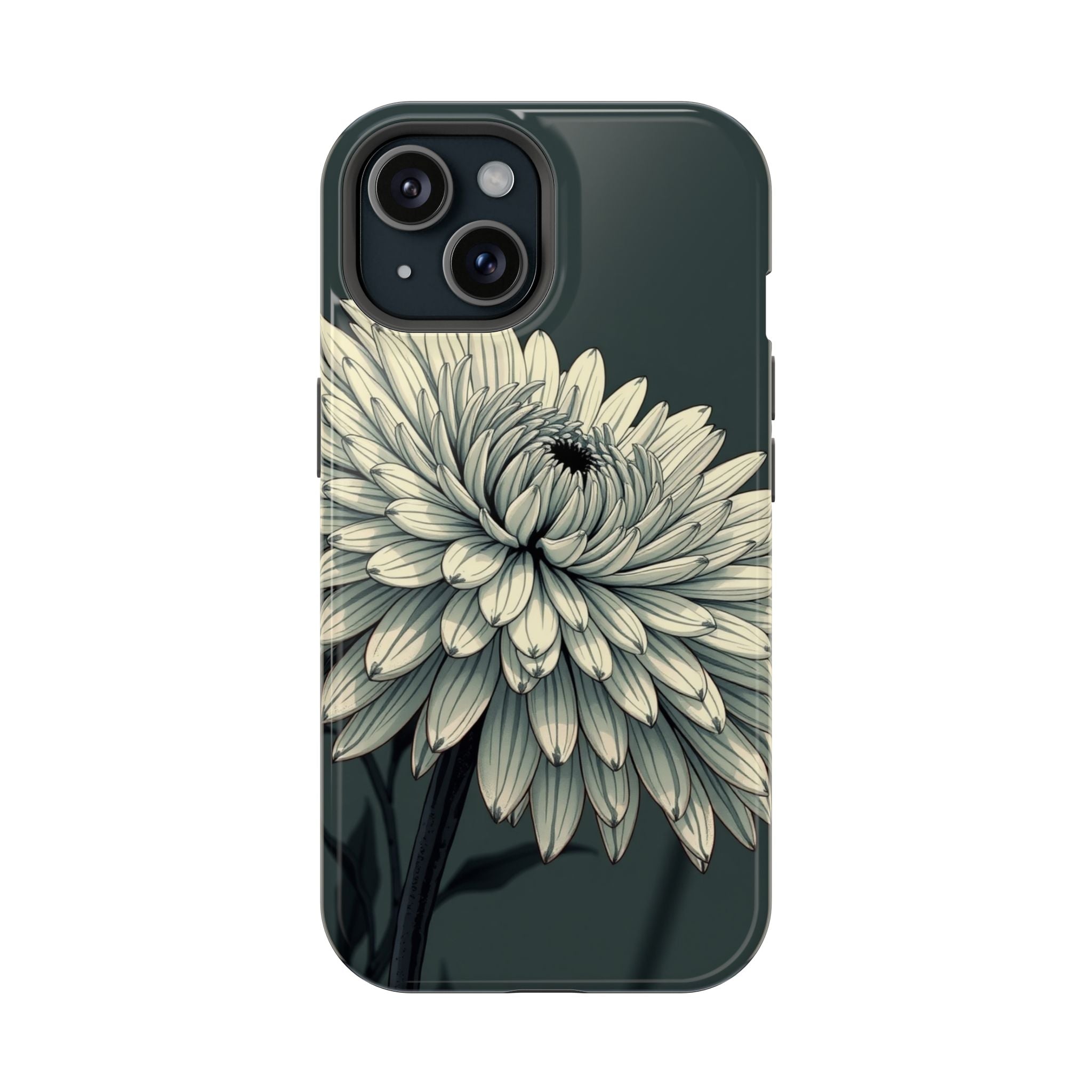 iPhone Chrysanthemum Classic Dark Gothic Ink Carry Case Slim Snap Case · iPhone