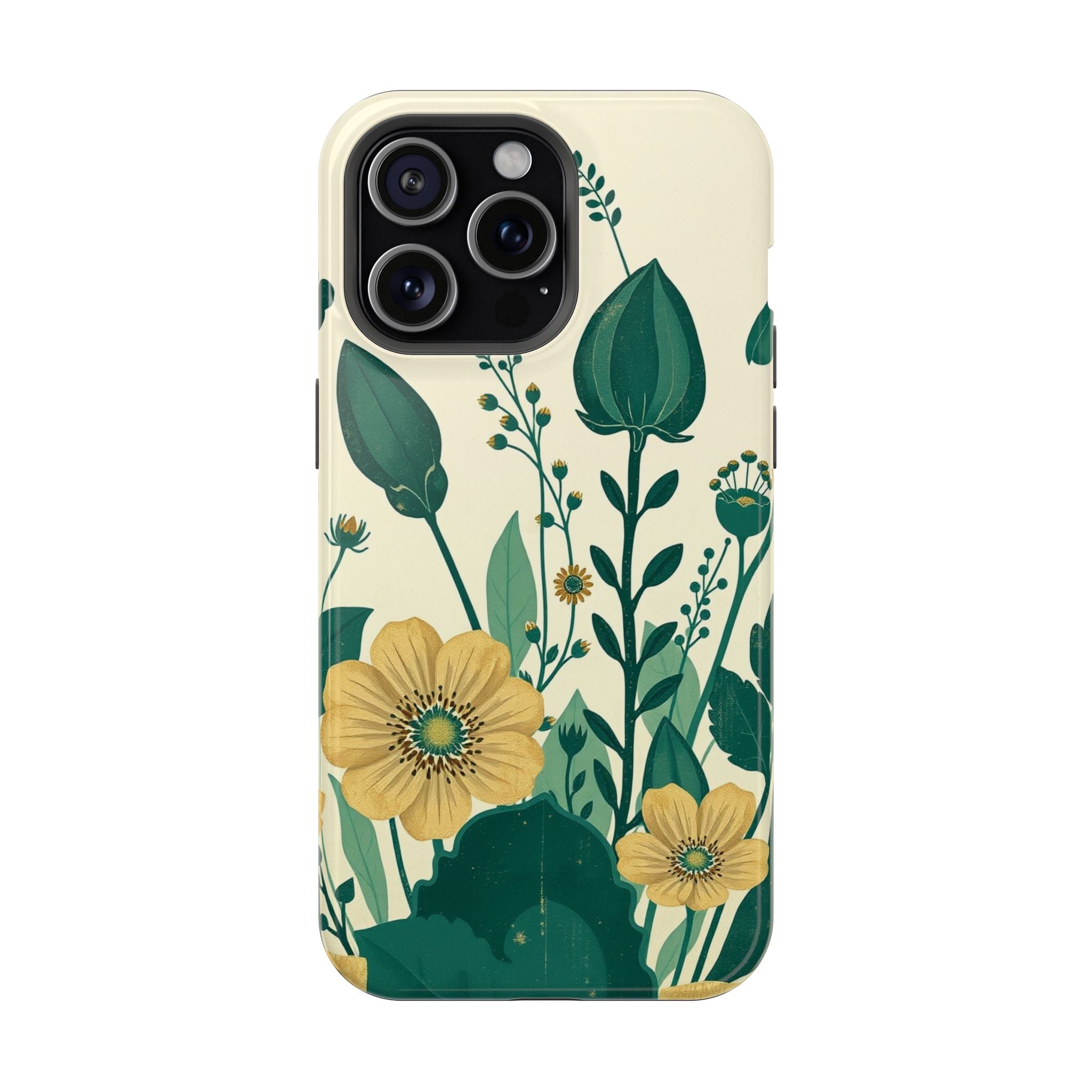 iPhone Emerald Green And Gold Pressed Botanicals Clean iPhone Minimal · iPhone C