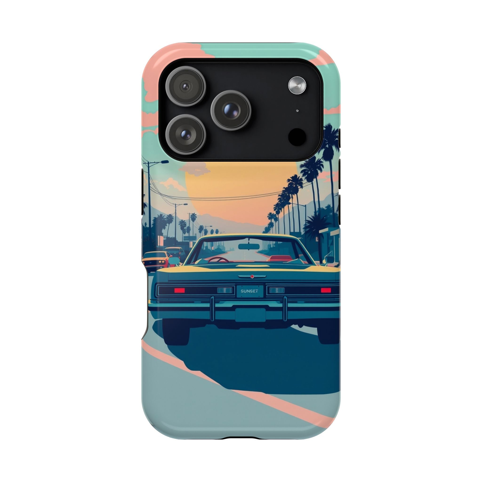 iPhone Sunset Drive 80s Pop Art Bold Slim Everyday Designer Case · iPhone Case
