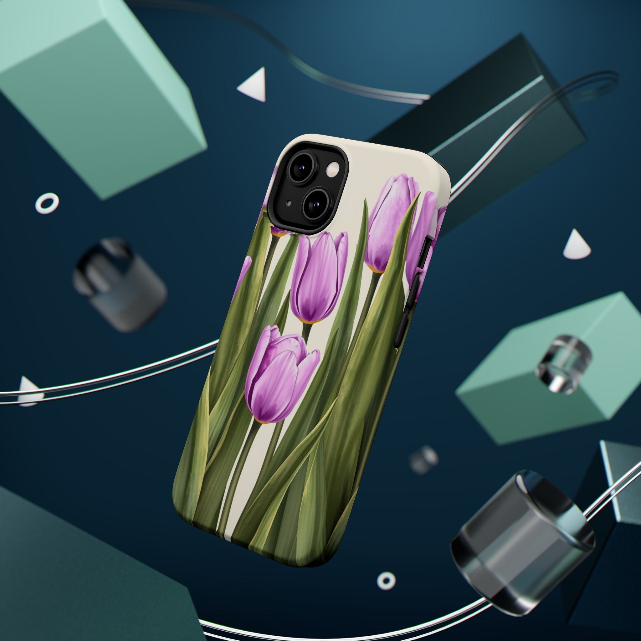 iPhone Tulip Row Electric Art 14 Bold Modern Everyday Snap Case · iPhone Case